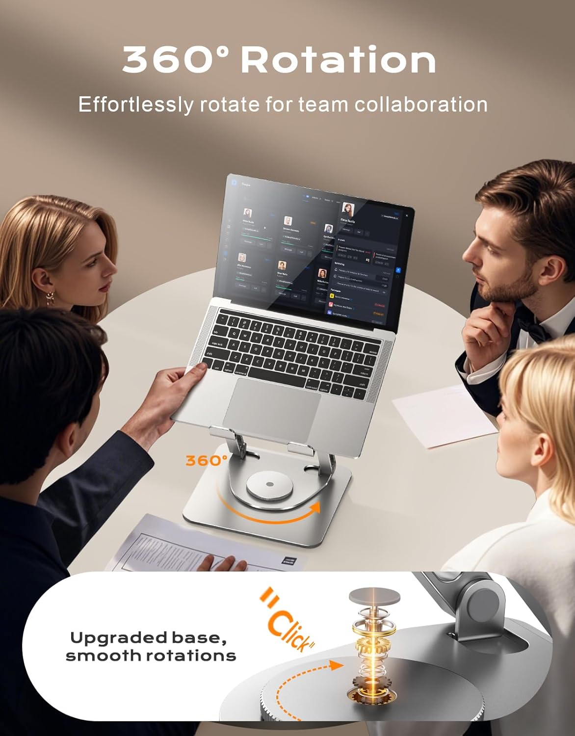 360 (10-16") RIWUCT Rotatable Laptop Stand for Desk Adjustable Height, Ergonomic Laptop Riser Holder with Dual-bar