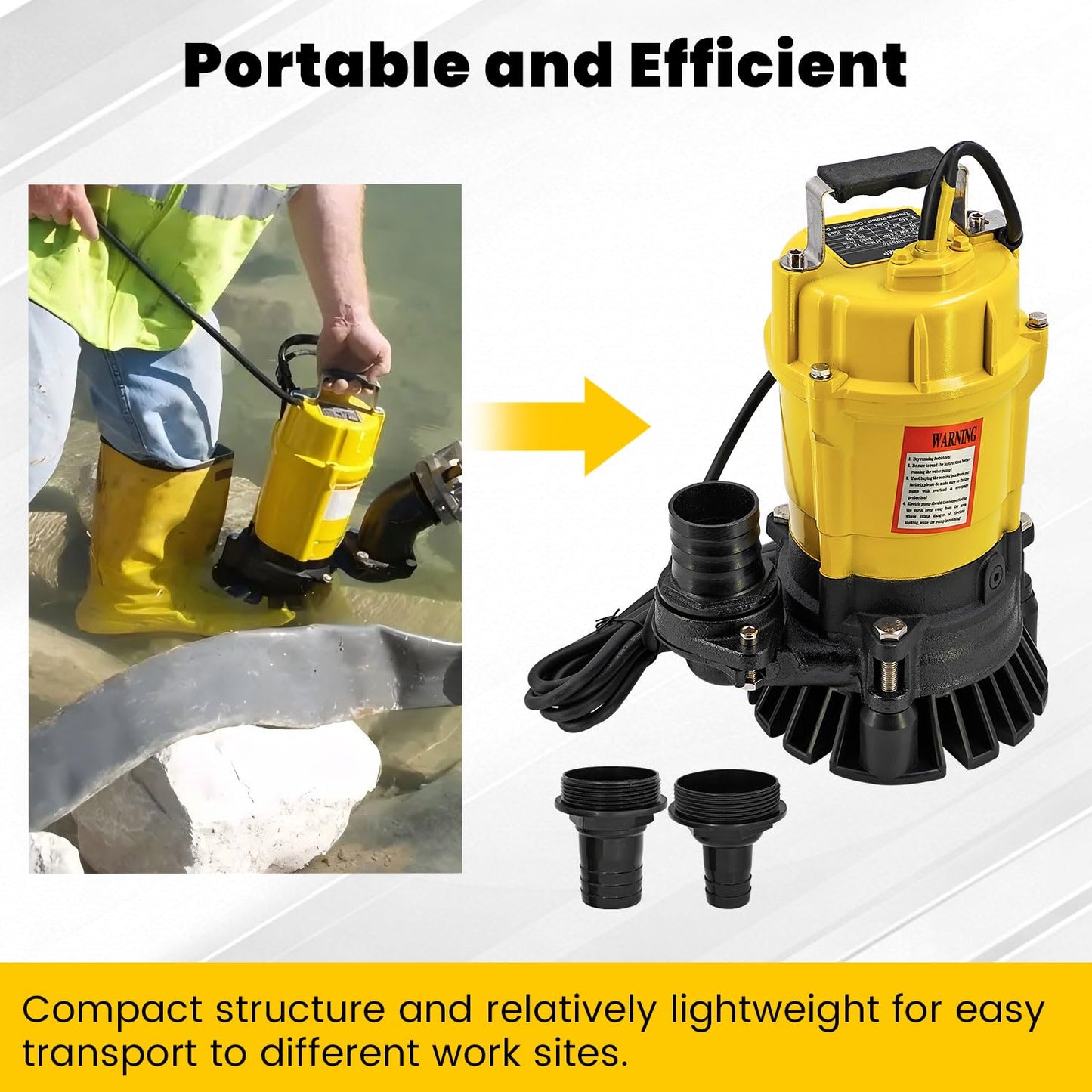 HonHuCo PST2 400 1/2HP Submersible Pump Compatible with Wacker Neuson Sub. Pump 110V/60hz 5.4A for Pool, Basement, Outdoor & Pond Draining 5000009112