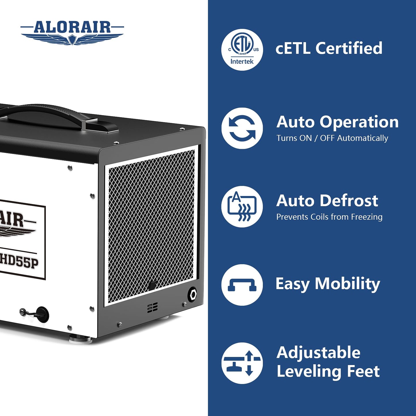 ALORAIR 120 PPD Crawl Space Dehumidifier with Pump, Commercial Basement Dehumidifier with Drain Hose, Compact Portable Auto Defrost Dehumidifier for Crawlspace and Under-House Use
