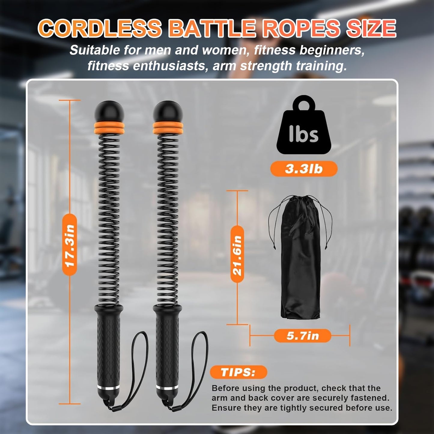 Weighted Cordless Battle Ropes - Adjustable Resistance and Portable Ropeless Battle Ropes with Non Slip Handle - Low-Noise Exercise Rope for Instant Effective Workouts Anytime (Pink)