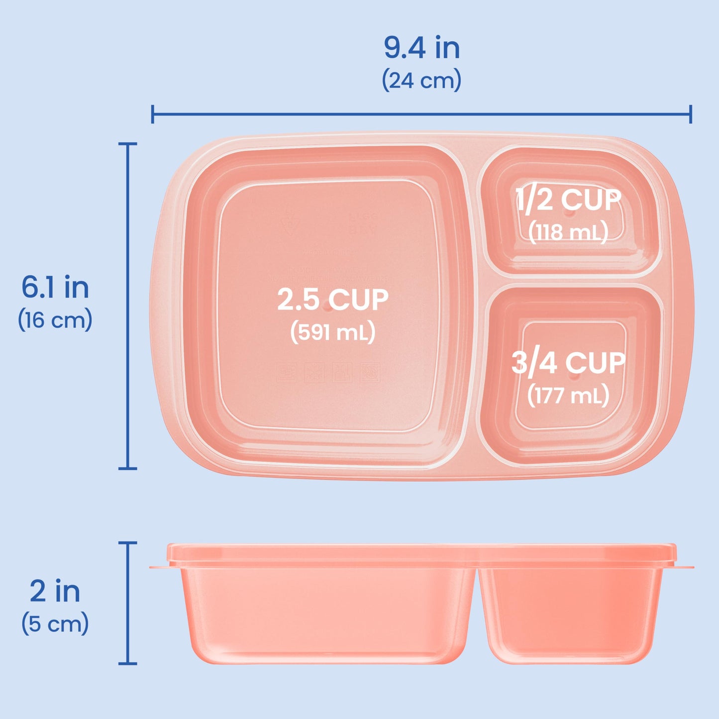 Bentgo Easyboxes - Original Stackable Lunch Boxes - Reusable 3-Compartment Food Containers for Kids and Adults - Bento Lunch Box for Meal Prep, School, & Work - BPA Free, (Pastels (4-Pack))
