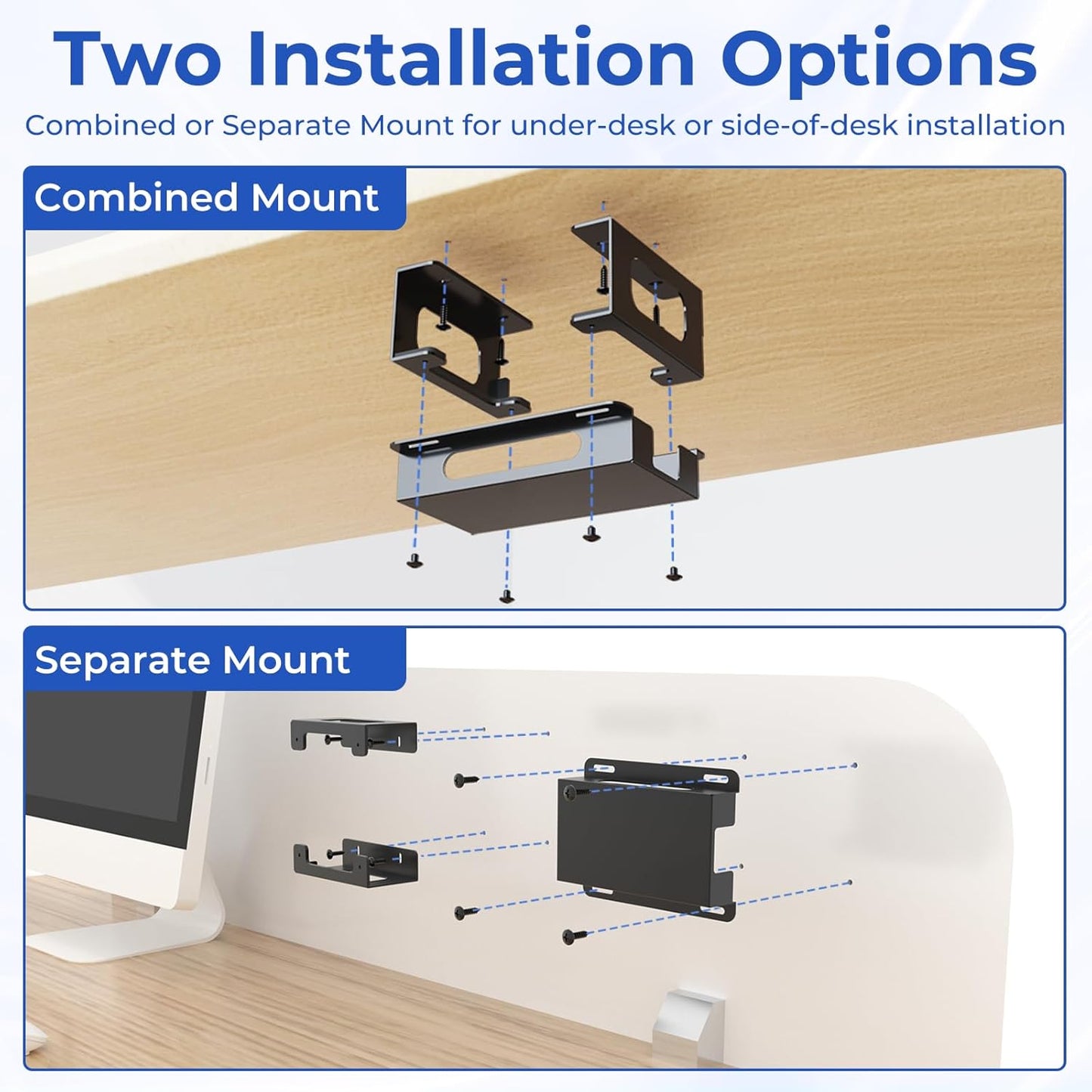 Bedycoon TS4/ TS3 TS5 4/3/5 Metal Under Desk Mount Compatible with CalDigit Plus/ Dock+ Power Bricks Adjustable Under