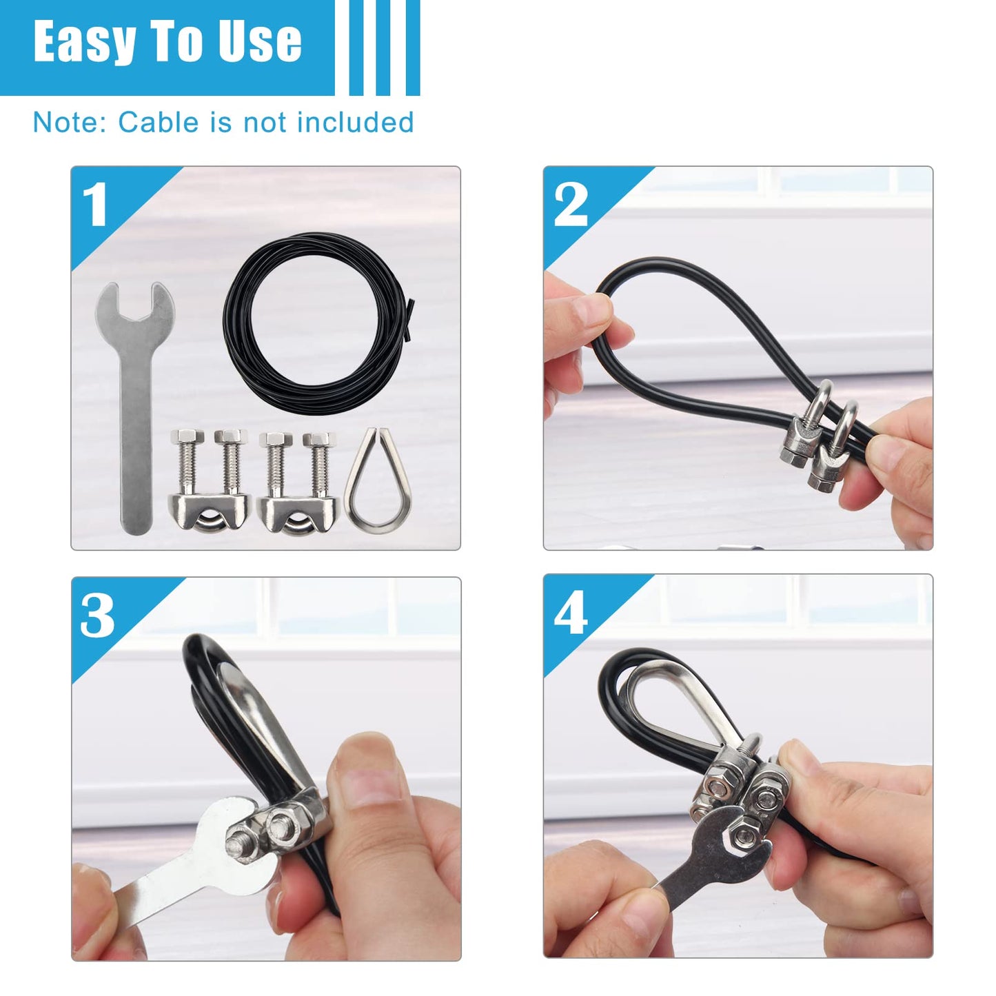 Anglekai 17Pcs Cable Attachments for Gym, Solid Rope Attachment for 5mm Fitness Pulley Machine Gym Equipment for Home Gym Cable Replacement Parts Rope (17)