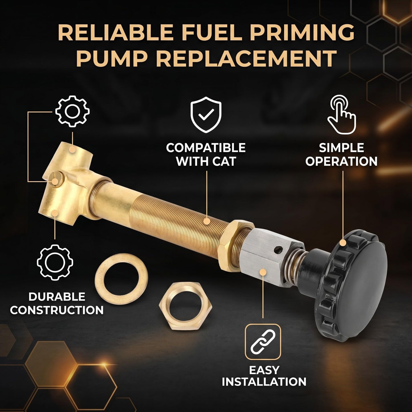 Fuel Priming Pump 9H2256 Diesel Generator Set Shut-off Oil Cut Solenoid Valve Replacement Parts Fit Construction Machinery Hand Oil Pump for Caterpillar CAT 3106 3304 D5B 980B D6C 816