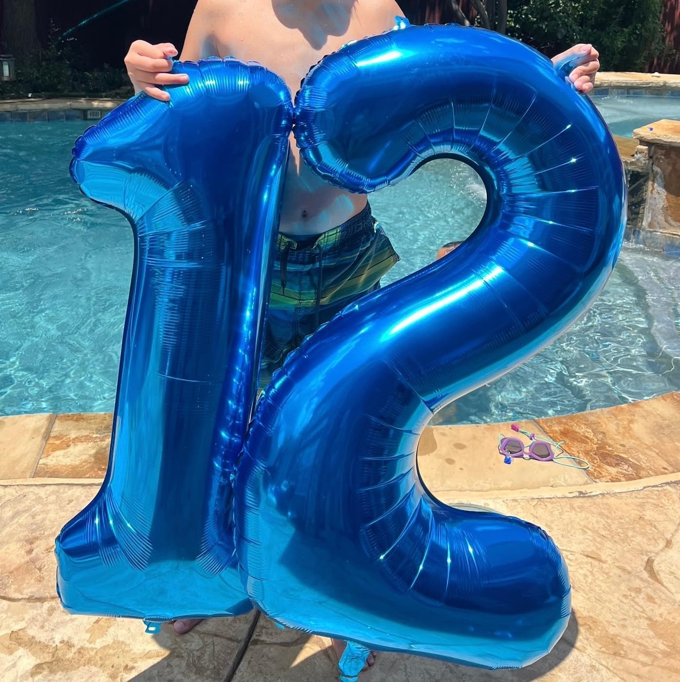 Skiennix 40-Inch Dark Blue Foil Number Balloon - 10th Birthday & Anniversary Decorations
