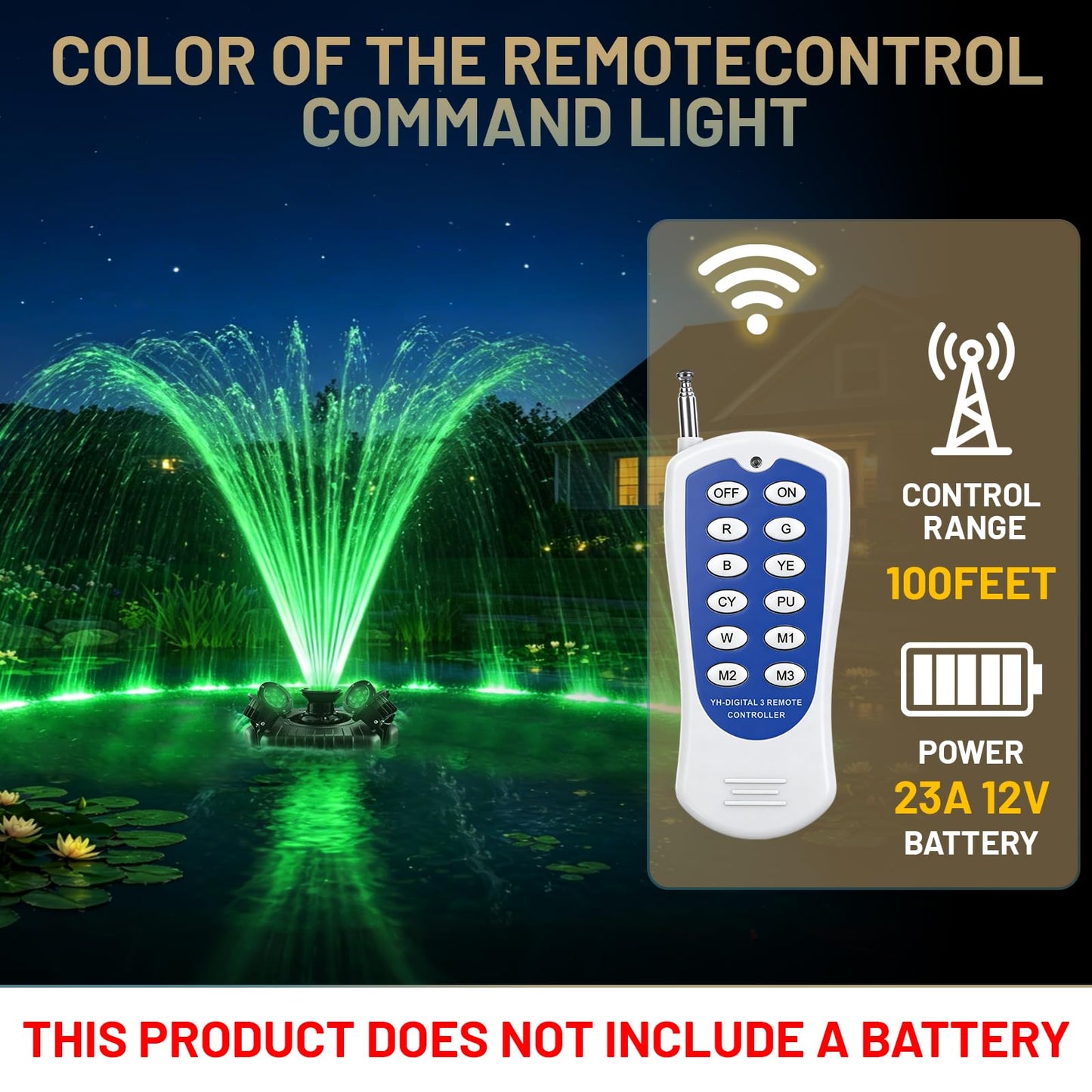 Pond Fountain Aerator with Lights,with 4 RGB Lights,1HP 750W 110V,Stainless Steel Floating Pond Fountain with 100FT Power Cord,Timer,Fixed Nails and Ropes,Pond Fountains for Small Large Ponds,Lakes