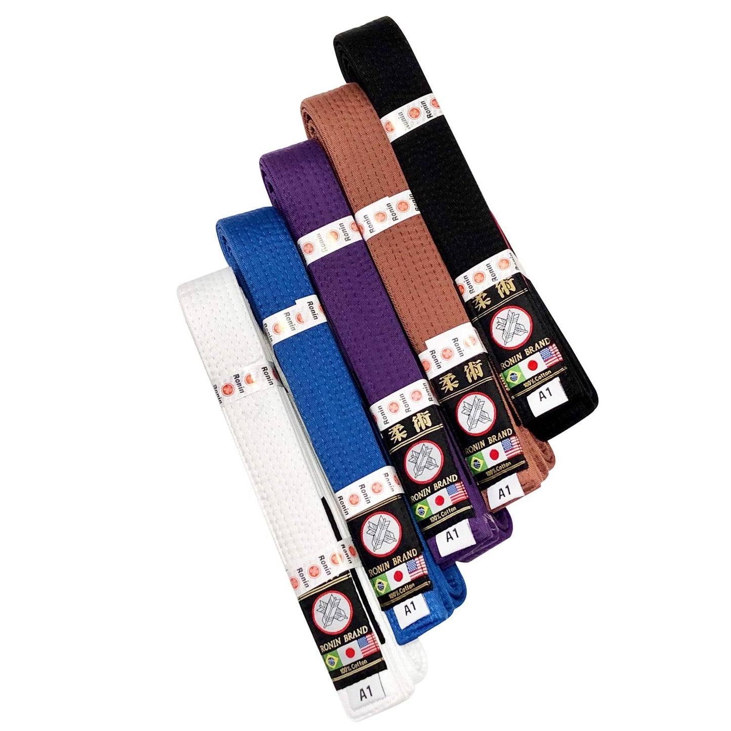 Ronin Brand BJJ Belt for Brazilian Jiu Jitsu Martial Arts Training (White, A2)