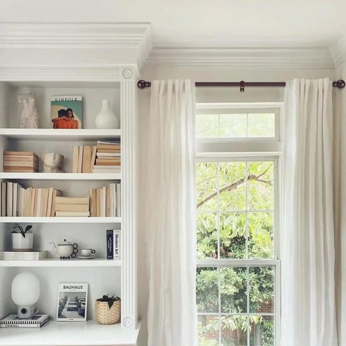 GXOACKJ Heavy-Duty Curtain Rods - Decorative Brown Metal Set for Windows 28-78 Inches