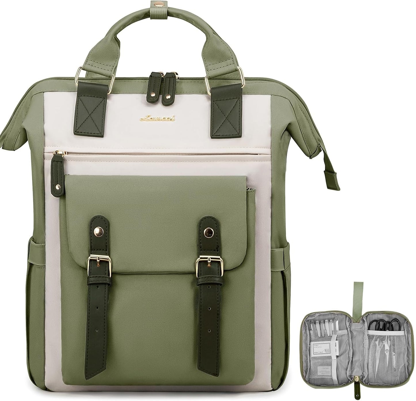 Backpack Backpacks Daypack,Green 15.6in LOVEVOOK Laptop for Women, Teacher Nurse Bag Work Travel Computer Purse,Water