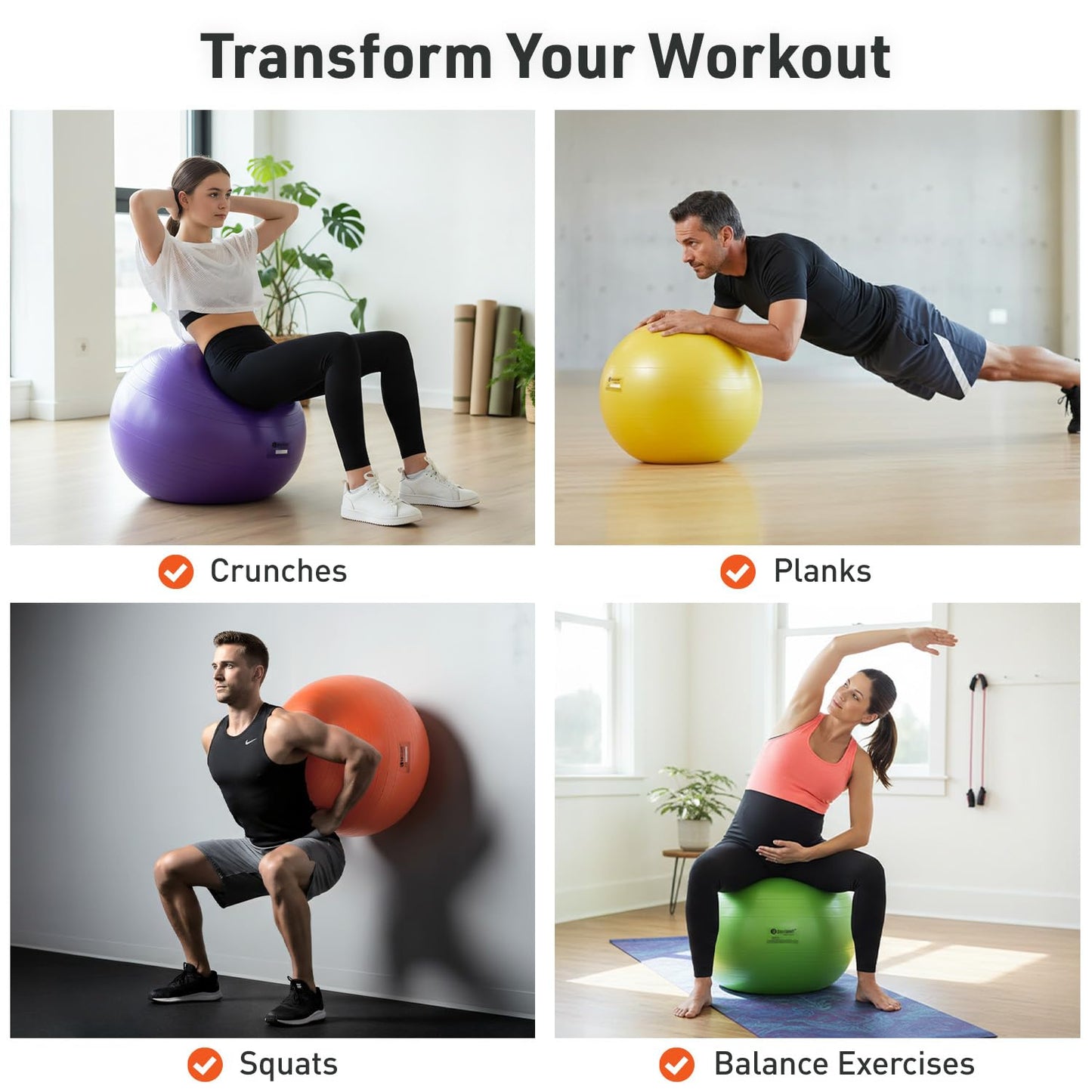 Body Sport Exercise Ball with Pump for Home Gym Balance Stability, Pilates, Core Strength, Stretching, Yoga, Fitness Facilities, Desk Chairs Teal 85cm