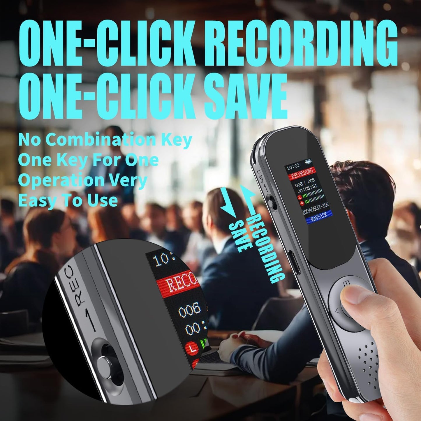 Axismink 64GB 4560 Portable Digital Voice Recorder with Playback, Hours of Extended Use Recording Device, Noise