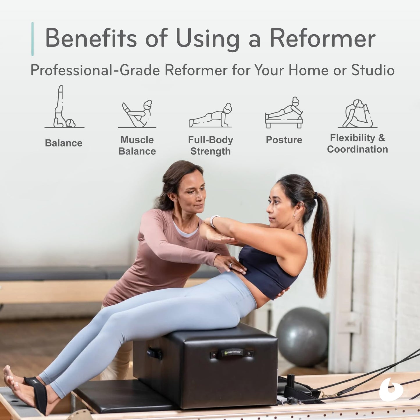 Balanced Body Clinical Pilates Reformer with 39-Inch Infinity Footbar, Pilates Exercise Equipment, Workout Equipment for Home or Studio