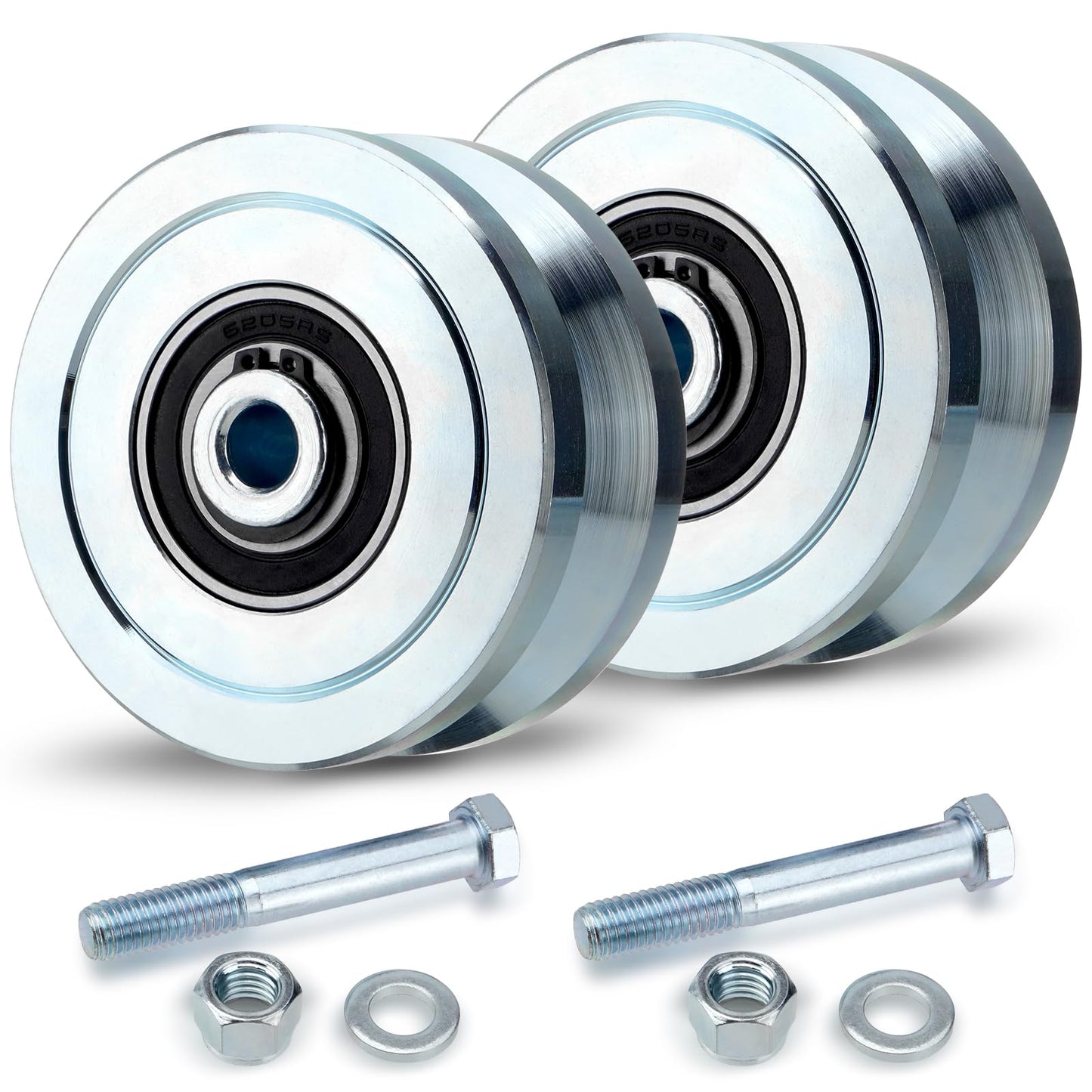 TRUCFUSION 4" V Groove Gate Wheels, Solid Sliding V Groove Wheels, Load Capacity 3000LBS Heavy Duty for Rolling Door Gate V Tracks, 2 Pack
