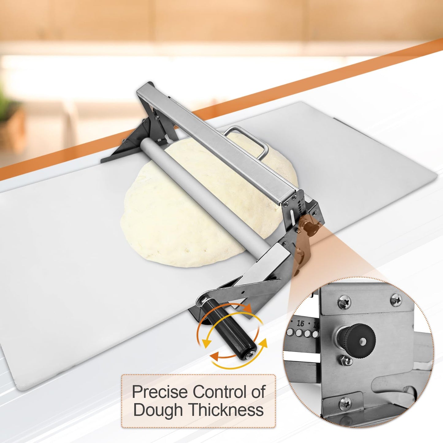 40.9''x15.5" Folding Dough Sheeter with Sheeter Board Stainless Steel Adjustable Manual Dough Sheeter Roller Machine for Croissants Pizza Pie Crust and Pastry