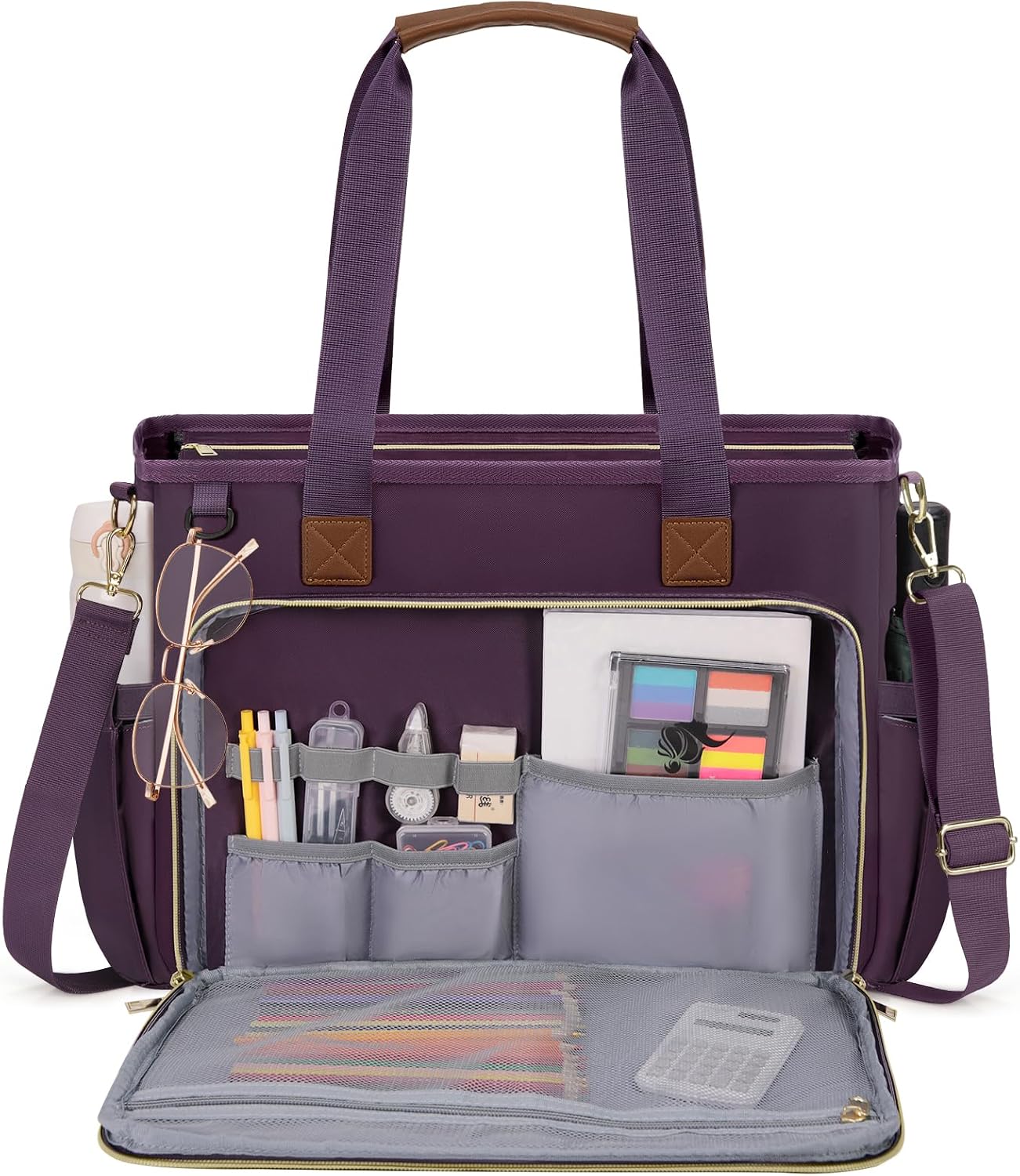 15.6 inch RAINSMORE Teacher Tote Bag Laptop Bag for Women Work Bags Nurse Bag Lightweight Laptop Tote Computer