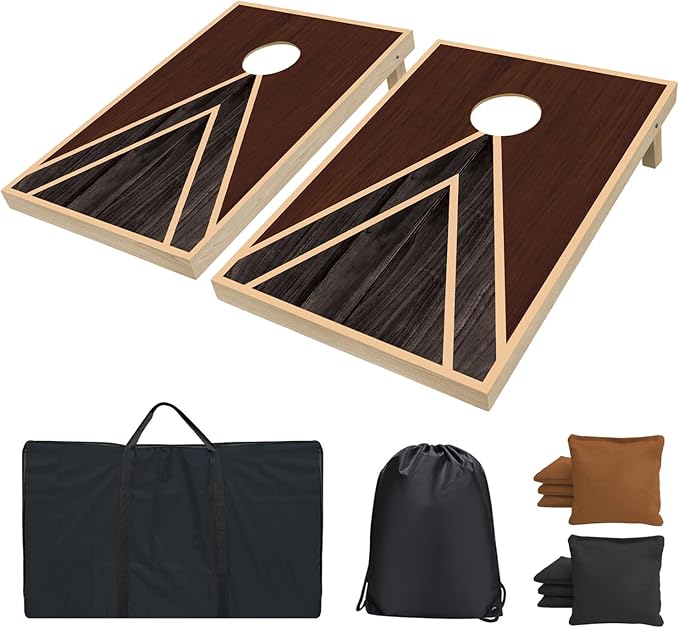 Cornhole Boards Set - Regulation Size 4x2/3x2ft Solid Wood Corn Hole Game Set with 8 Bean Bags and 2 Cornhole Boards - Perfect for Outdoor Game