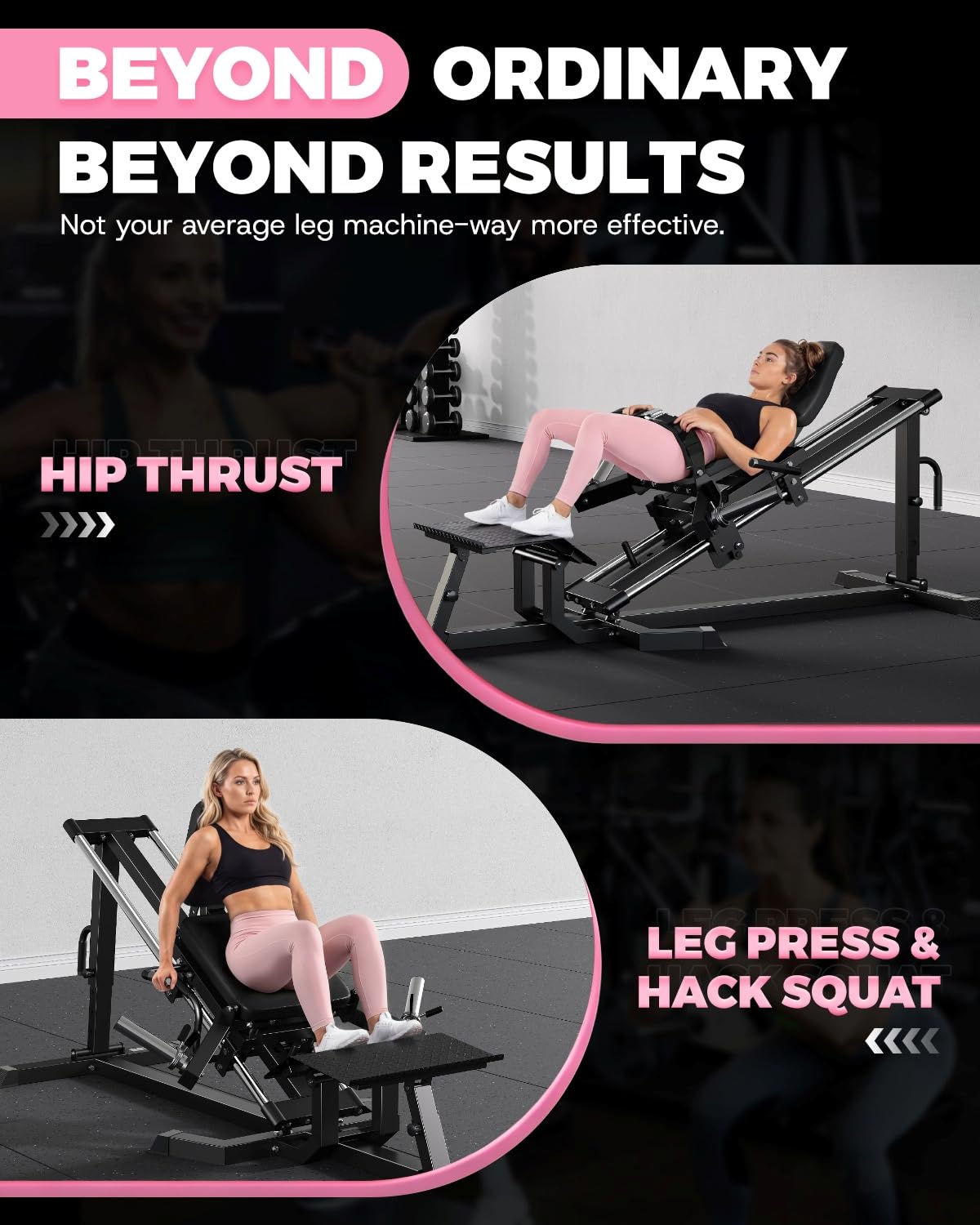 GOIMU LH01 Leg Press and Hip Thrust Machine Combo, 2 in 1 Leg Press Hack Squat Machine & Glute Bridge Machine for Home Gym, Leg Machine with Adjustable Degree, Lower Body Workout Equipment