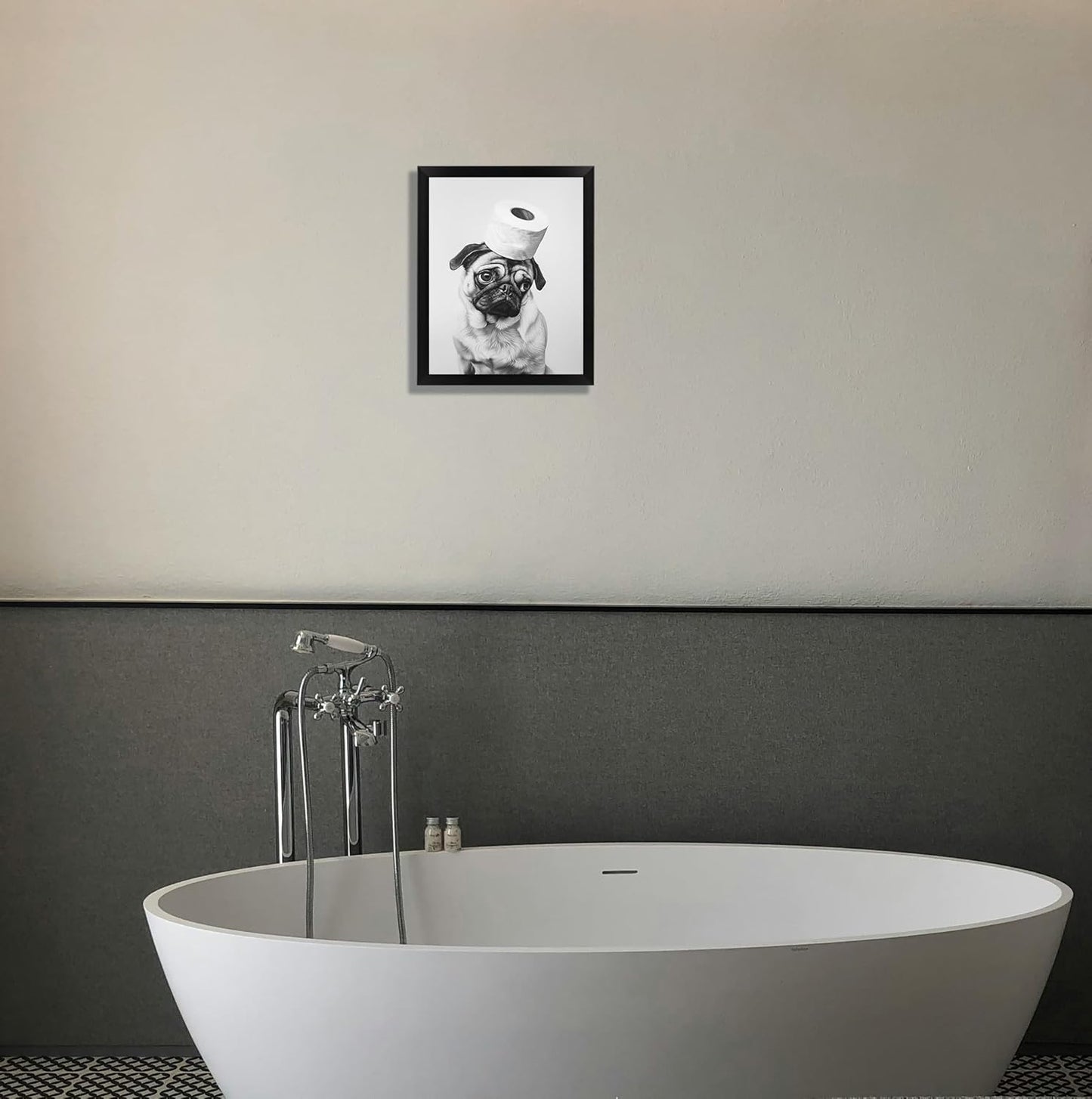 Regine Switzerland Funny Bathroom Wall Decor - Aesthetic Black and White Canvas Art | Framed