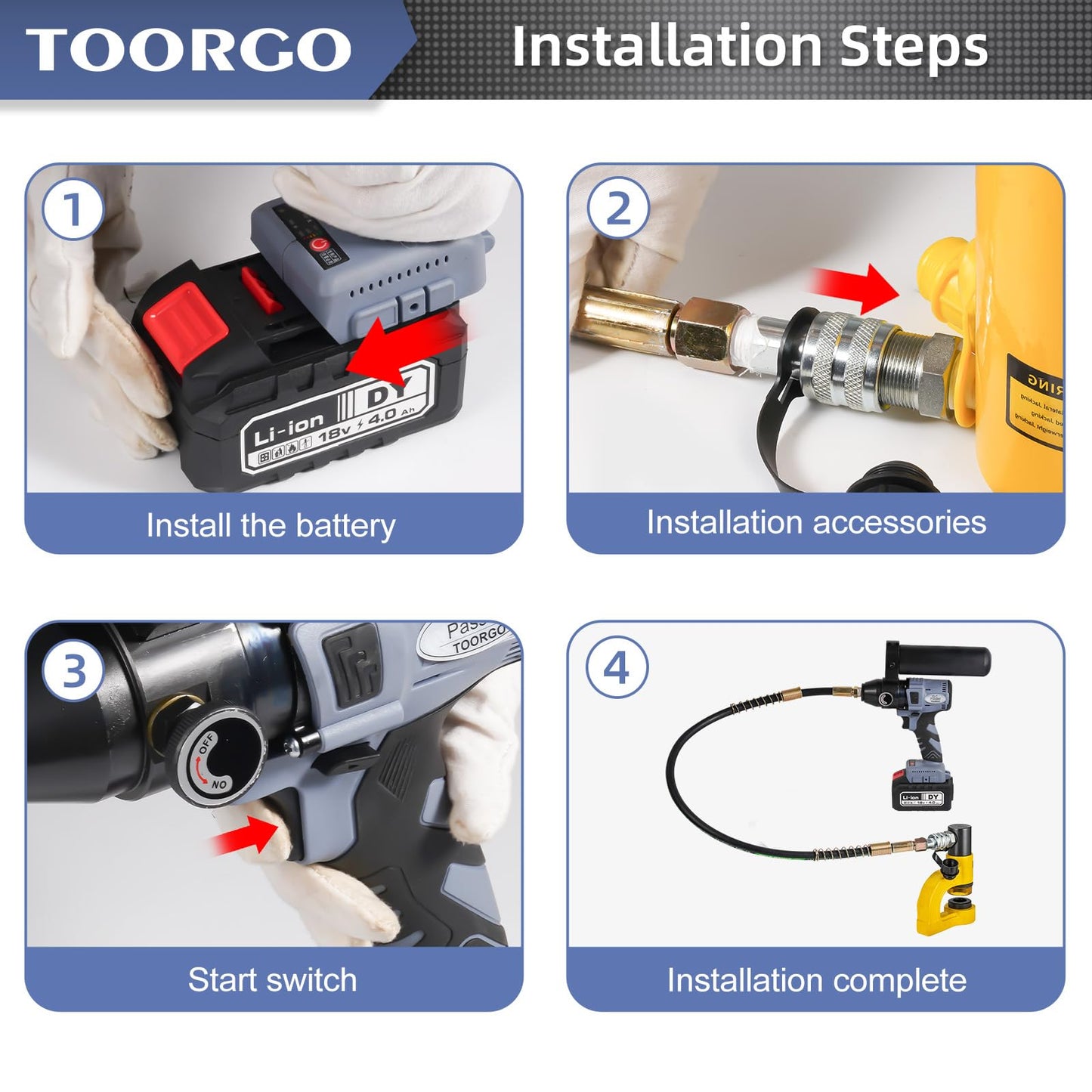 TOORGO Electric Hydraulic Pump, ZG3/8" Oil Outlet, 2.3 ft Pipe,10000 Psi Rechargeable Portable Hydraulic Pump for Hydraulic Jack or Hydraulic Tool