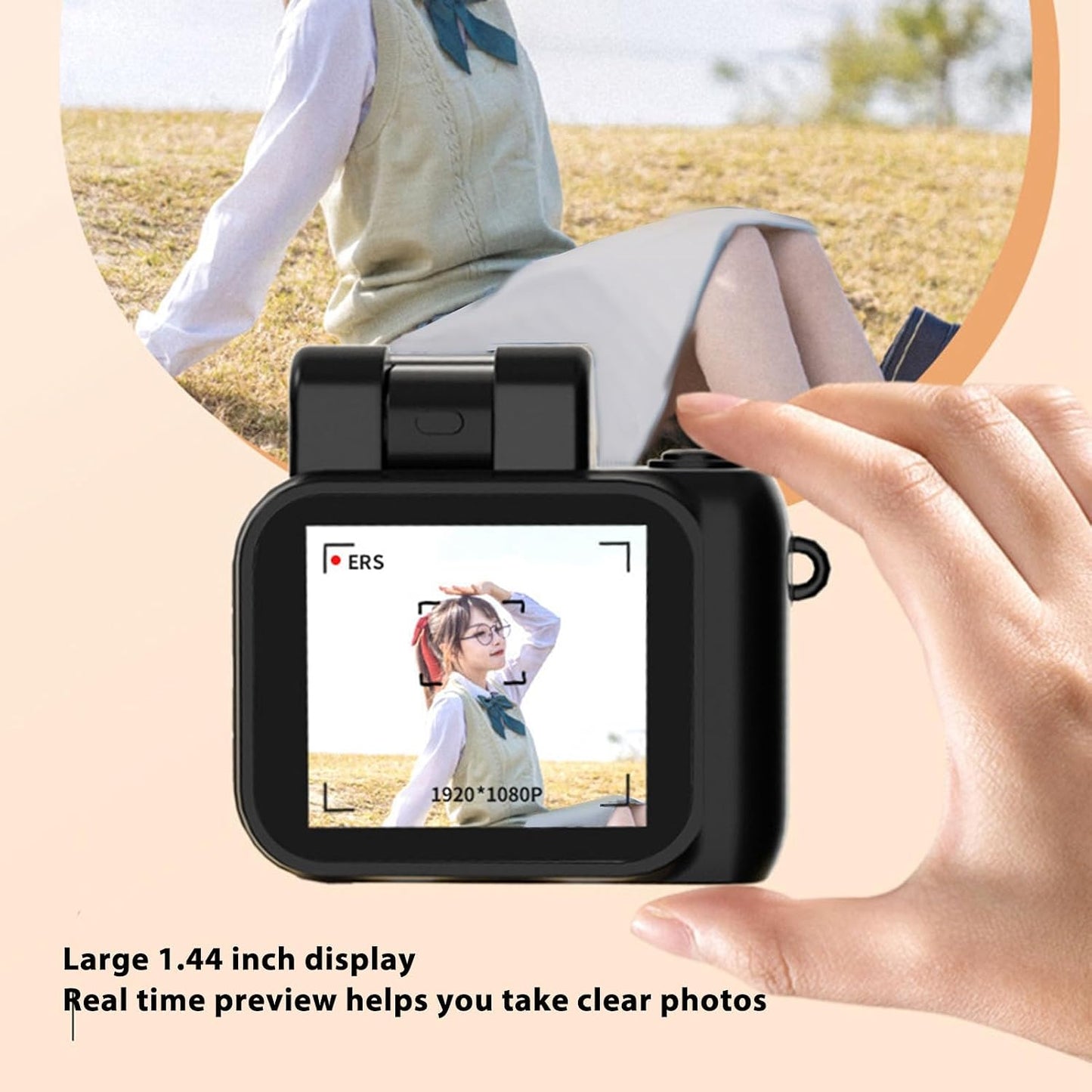 Dpofirs 1080P 1.44in 180mAh Small DV Camera, HD Thumb Camera with Color Screen, Video Recorder with Battery