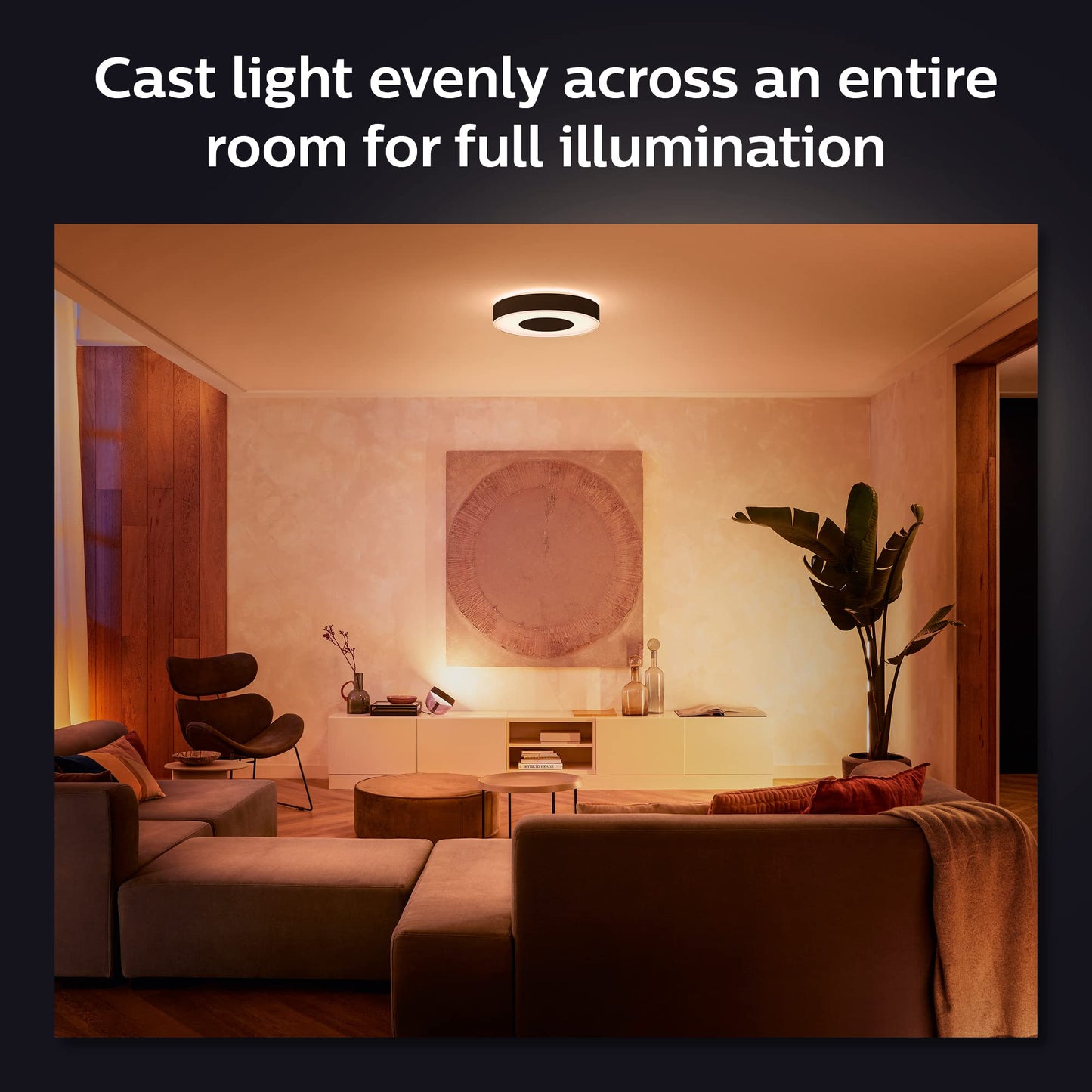 Philips Hue Infuse Medium Ceiling Lamp, Black - White and Color Ambiance Color-Changing Smart LED Light - 1 Pack - Control with Hue App - Compatible with Alexa, Google Assistant, and Apple Homekit