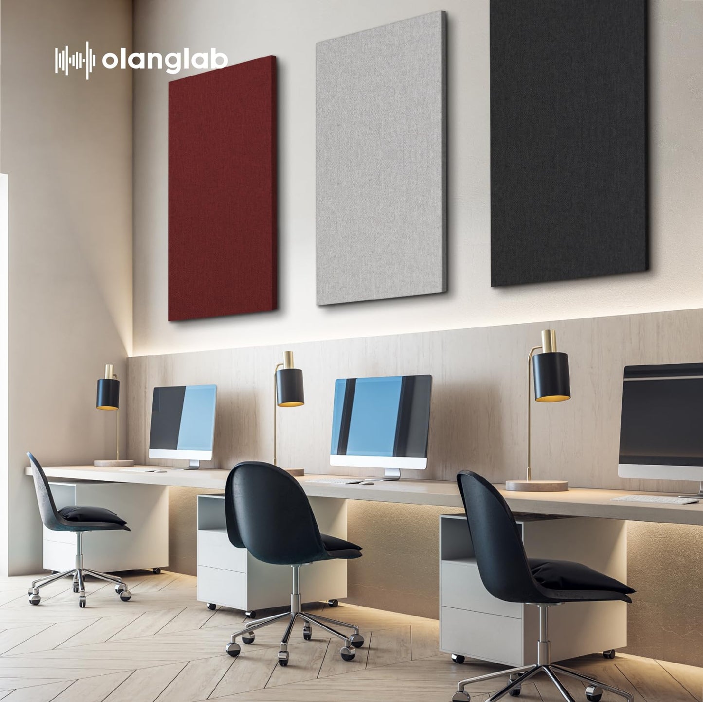 Olanglab Acoustic Panels 2 Pack, 48''x24'' Large Sound Panels, Fabric Wrapped Sound Proof Foam Panels for Walls, Sound Absorbing Panels for Recording Studio Acoustical Treatments (Light Grey)