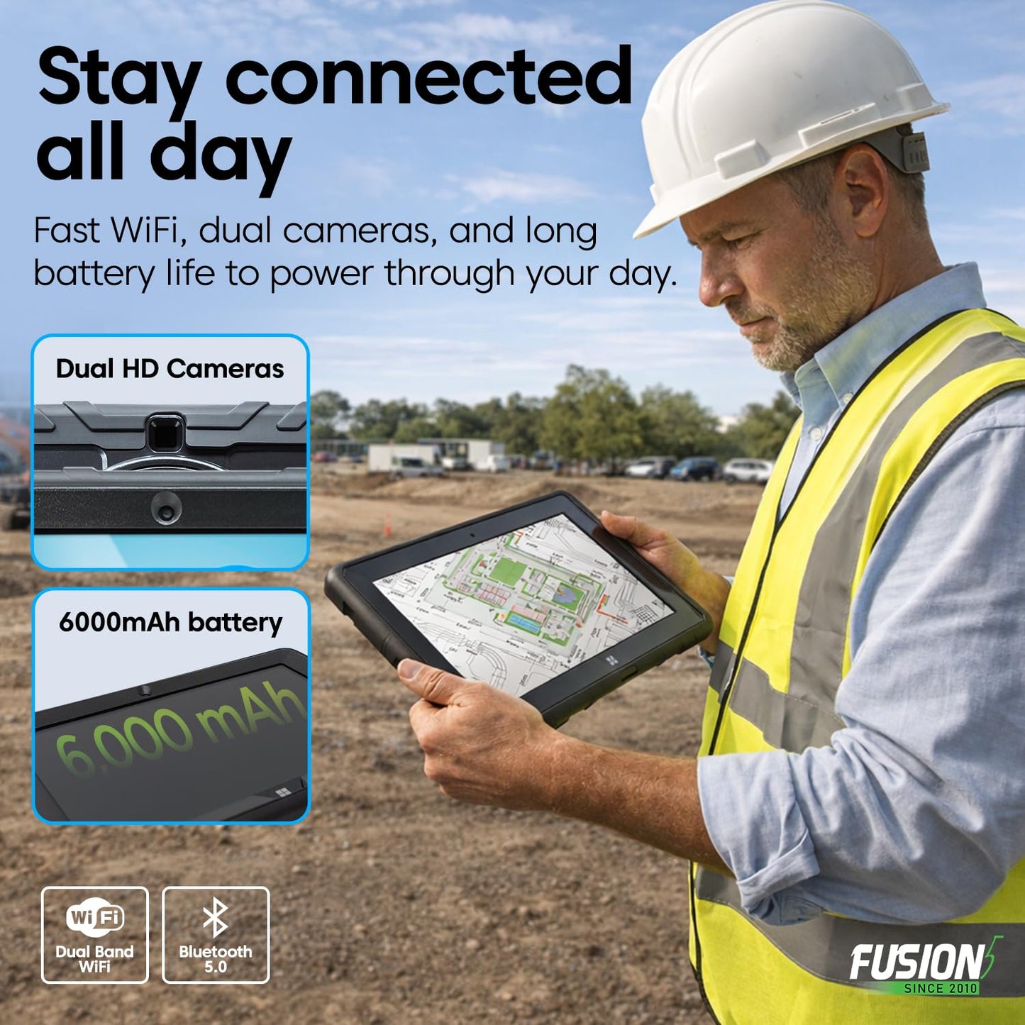 Fusion5 Built in USA 10.1” Windows 11 Professional Rugged Tablet PC - 12GB RAM 512GB SSD, Intel 13th Gen, Full HD Windows Tablet Computer, USB C, HDMI - 2 Year Full Warranty with Accidental Damage