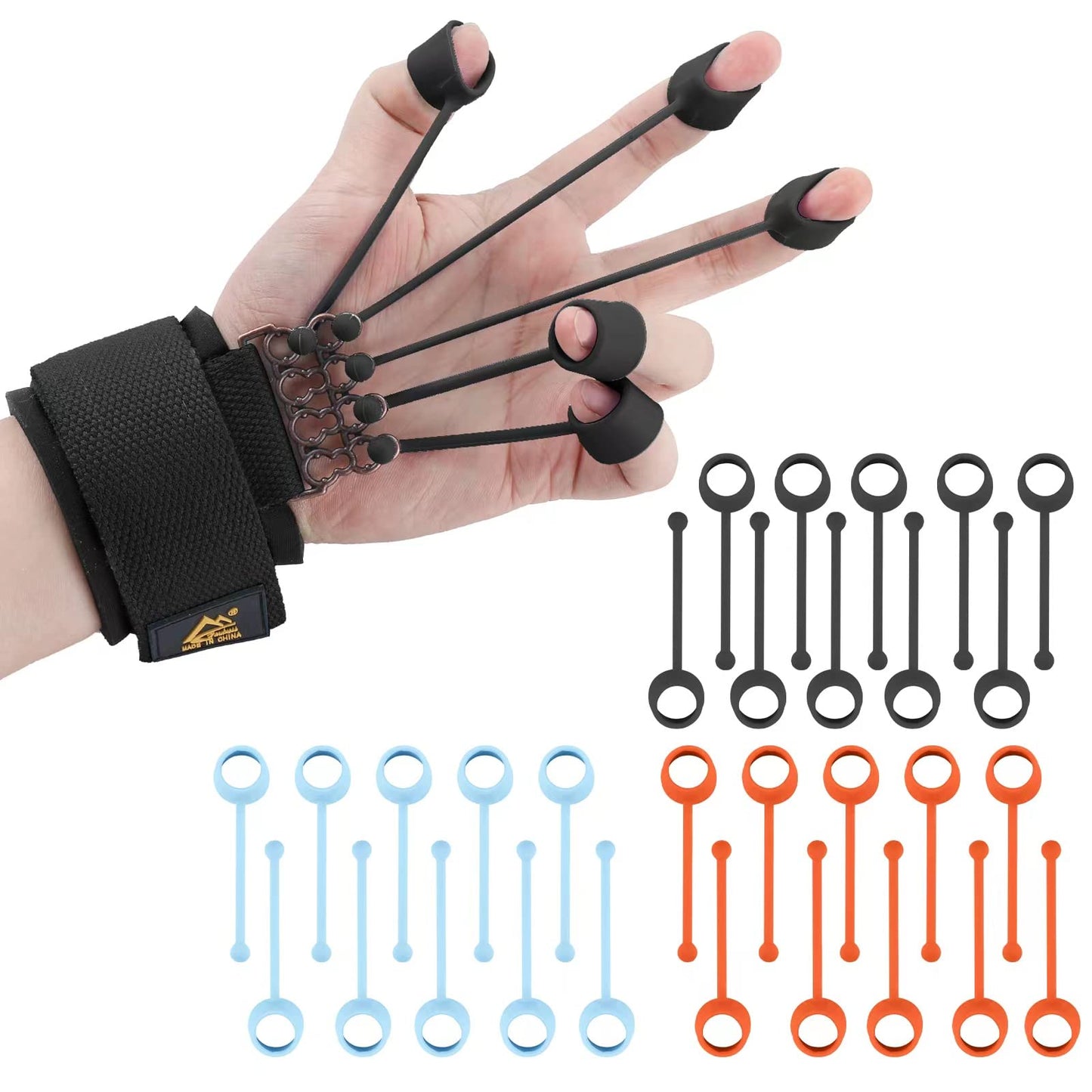 Finger Strengthener Stroke Recovery Physical Therapy Equipment Stretcher Hand Strengthener Hand Workout Extension Exerciser Hand Grip Trainer (Enhanced Kit - Black)