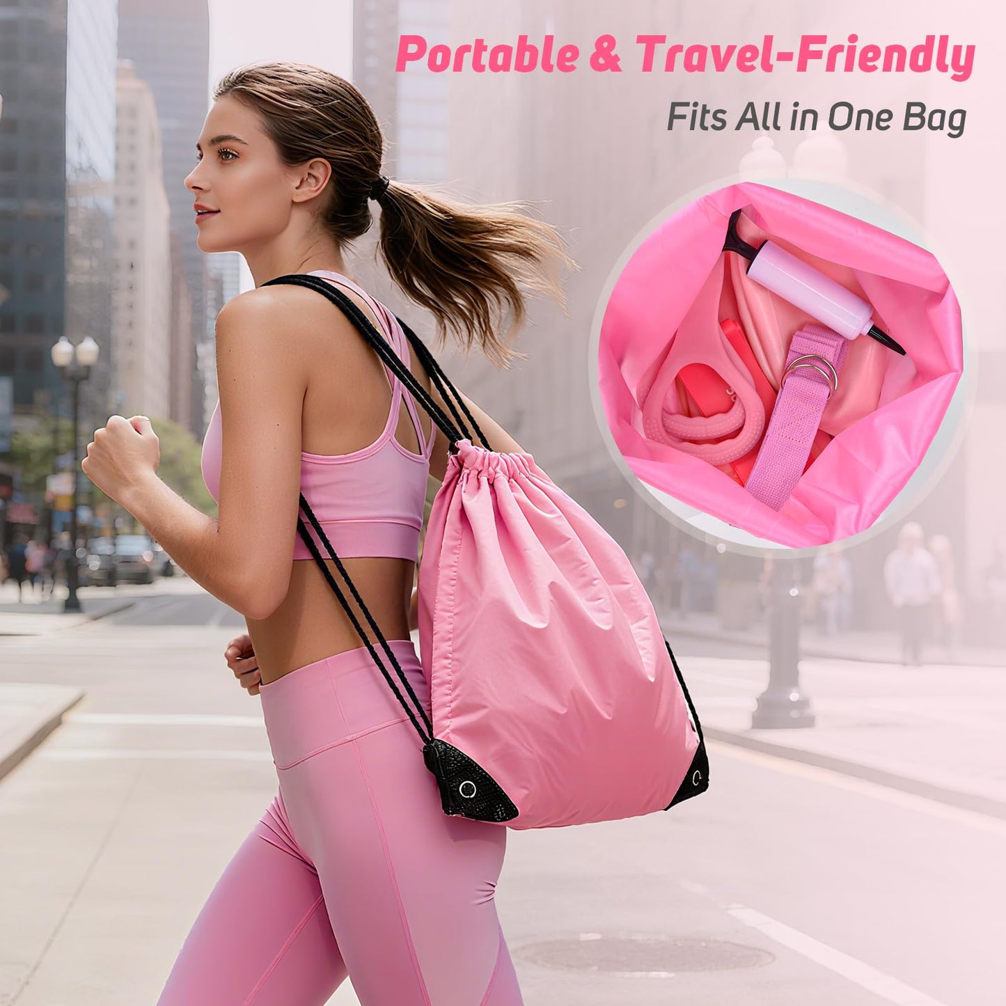 Home Pilates Kit for Women: Pilates Equipment Pilates Ring and Ball Set with Resistance Bands, Core Slider, Foam Roller, Pilates Essentials Kit for Beginner Home Workout, Compact Toning Fitness, Pink