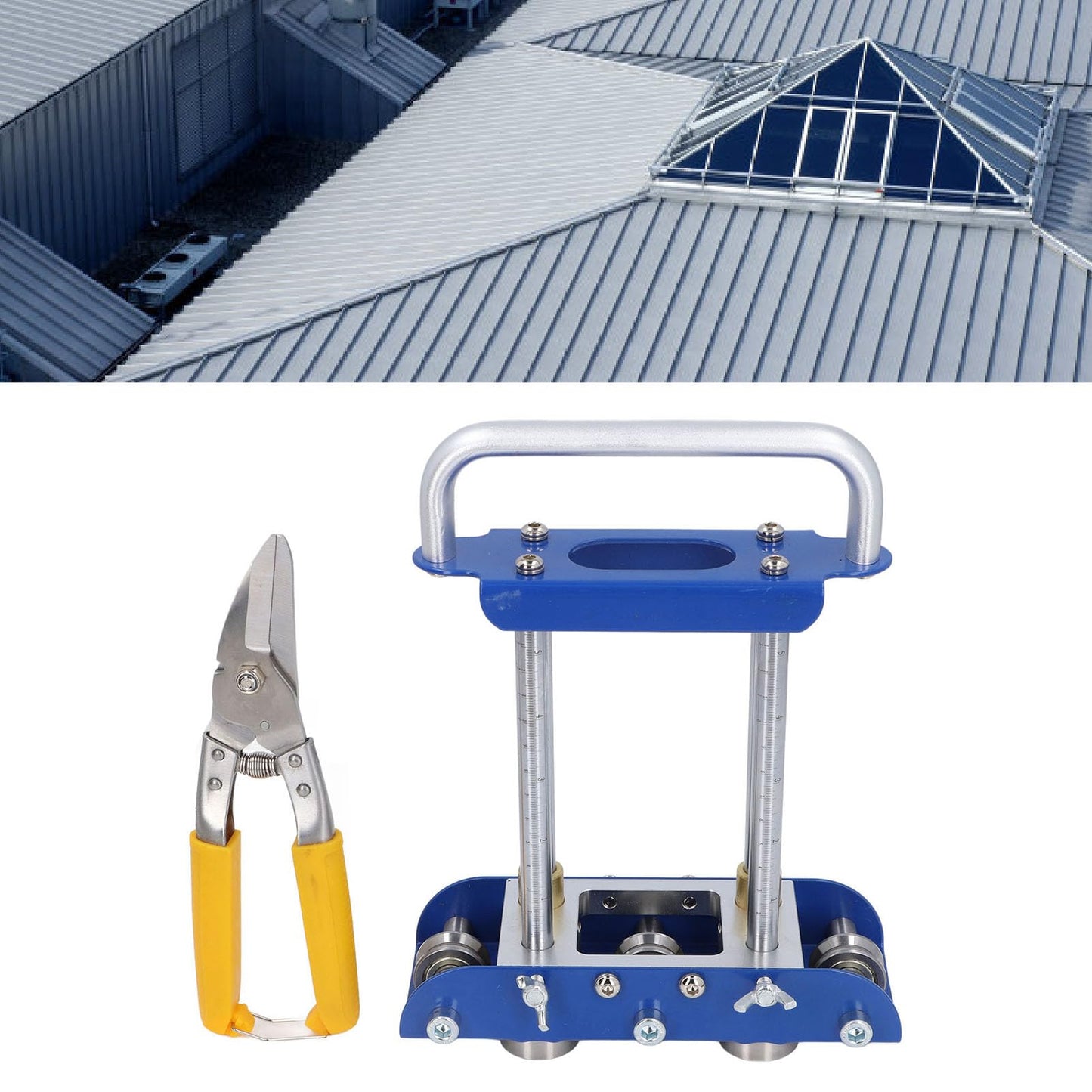 Manual Roll Bender, 3 Station Roller for Sheet Metal, Bending Machine with 0-90 Degree Angle, for Roofing Materials, Rain Diverters and Gutters
