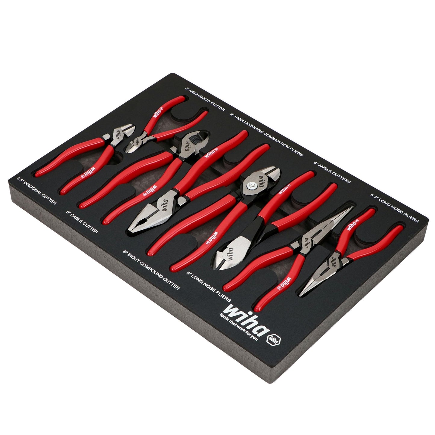 Wiha 34682 8 Piece Classic Grip Pliers and Cutters Tray Set
