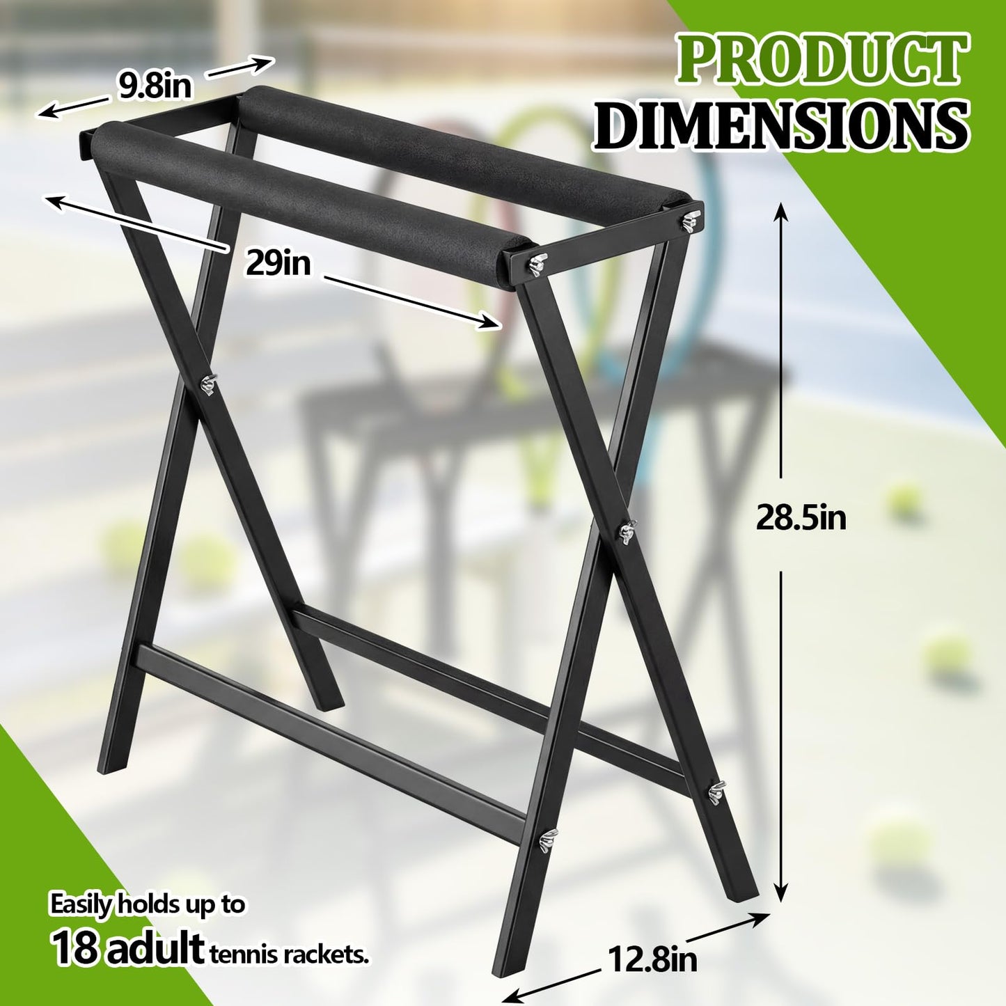 LEIFIDE Tennis Racket Storage Rack Stand Large Capacity Steel Tennis Racket Holder Badminton Racquet Rack Organizer for Schools, Gymnasiums, Playground