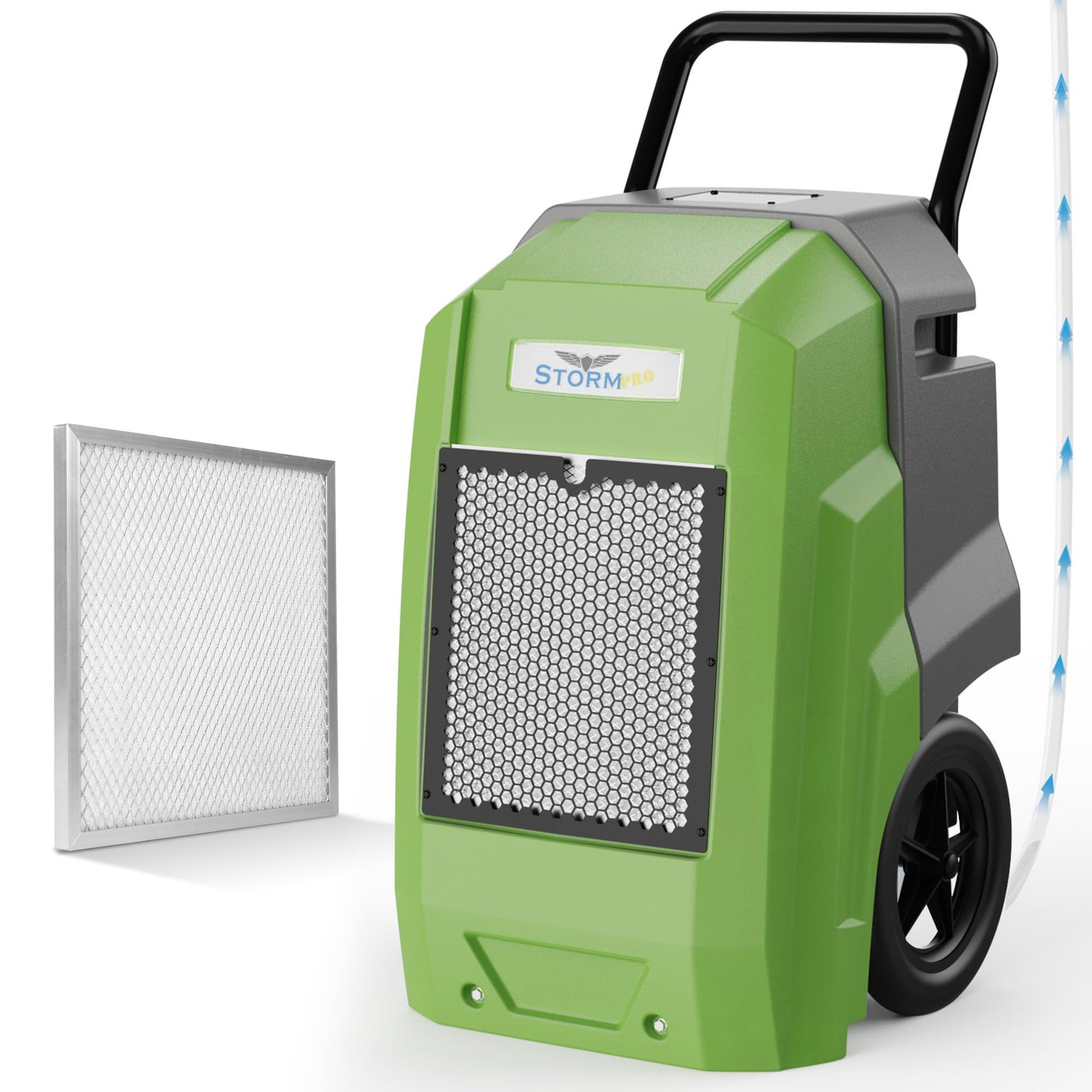 ALORAIR 180 Pints LGR Industrial Dehumidifier with Pump and Drain Hose, Portable Commercial Dehumidifier with Wheels for Home, Basements, Garages, and Job Sites, 6-Year Warranty, Green