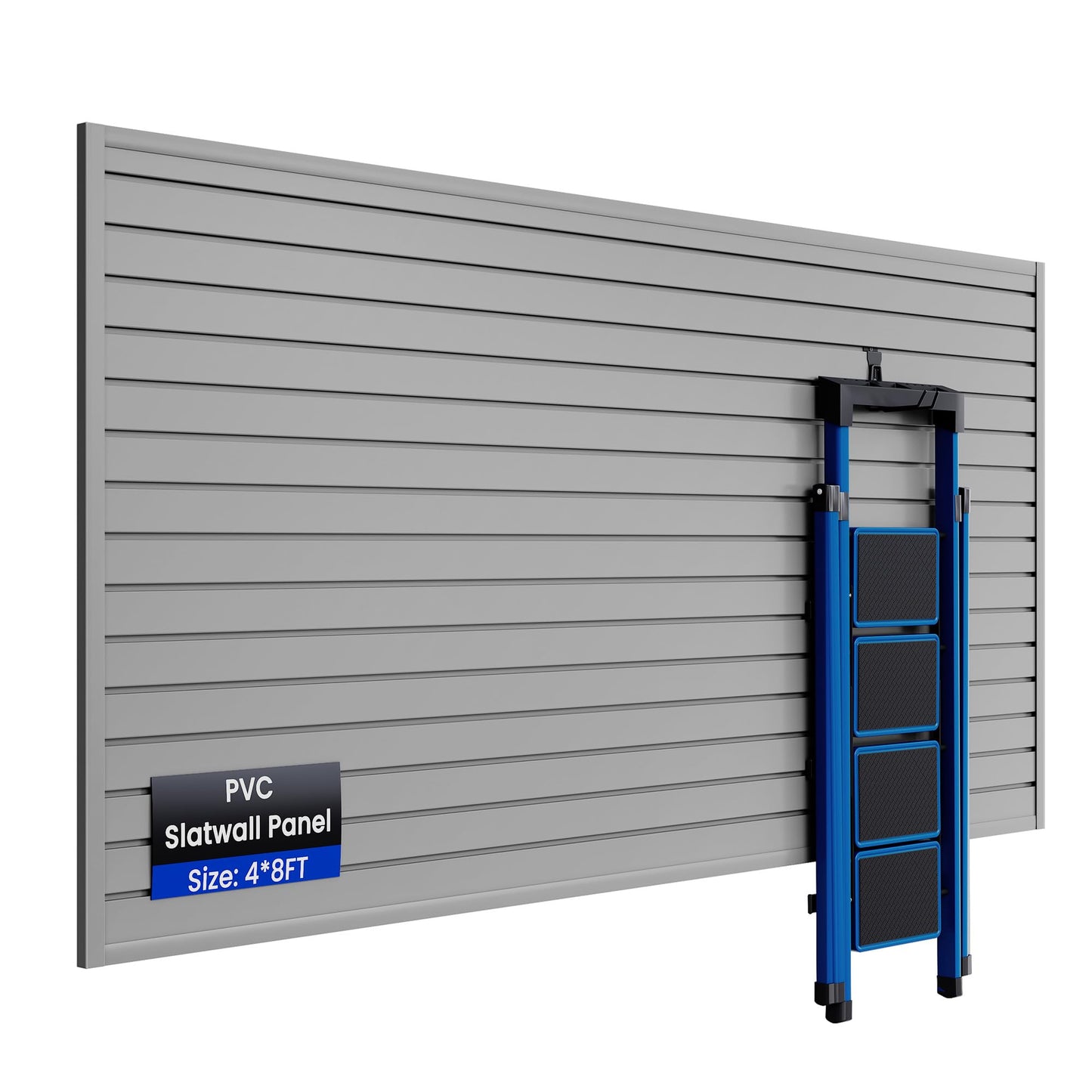 SMARTSTANDARD Heavy Duty PVC Slatwall Panels 4x8 ft, Interlocking Garage Wall Organizer System, Tool Board for Retail Display, Workshop & Home Storage - Gray