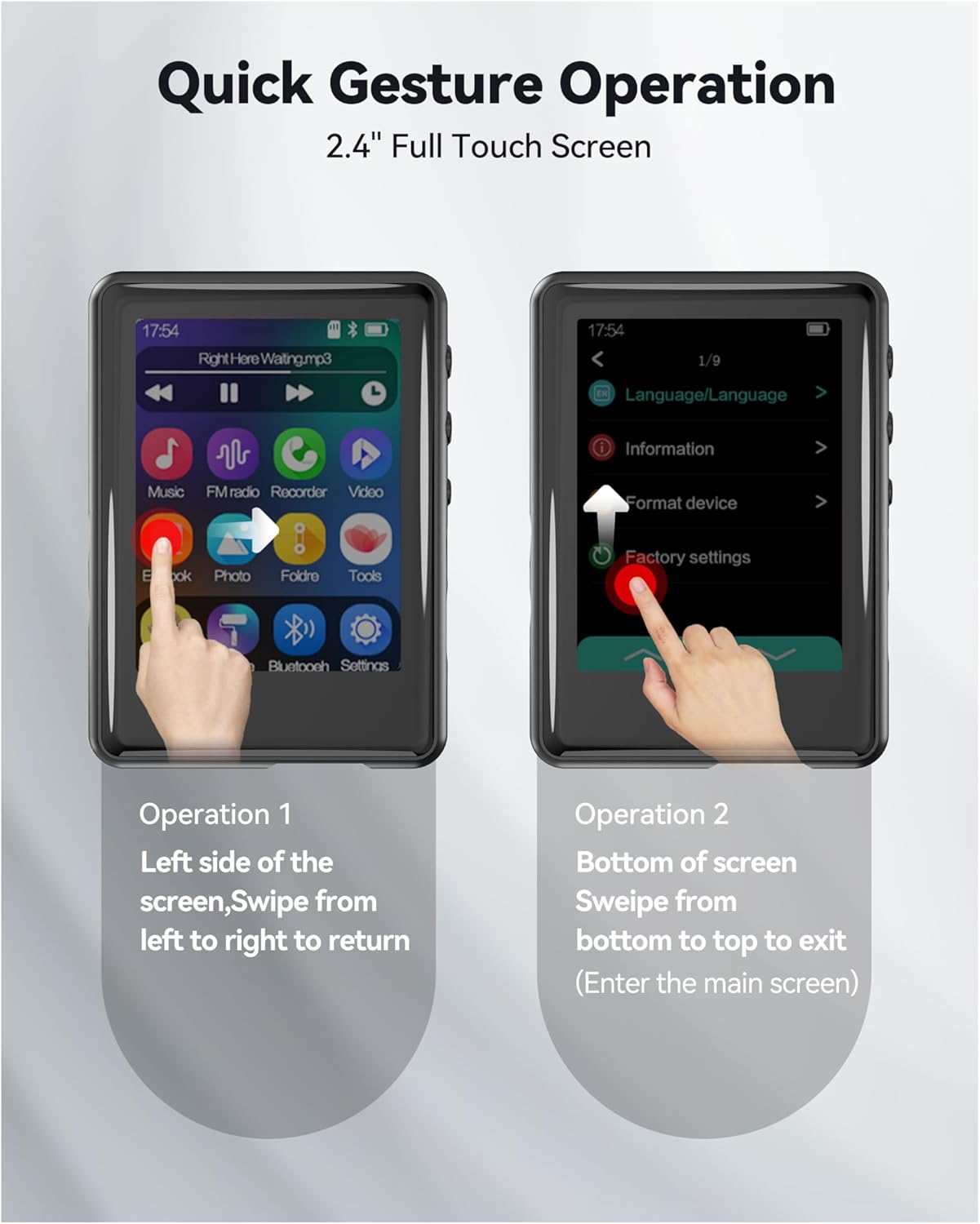 tokemisc 64GB MP3 5.3, Mp3 Mp4 256GB Player with Bluetooth Full Touch Screen Music Player Built-in Speaker,FM