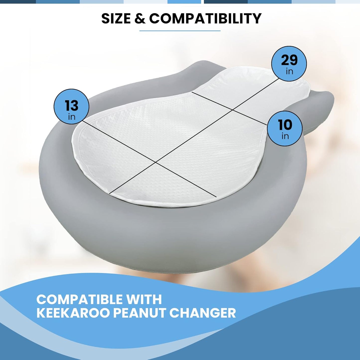Peanut Changer | Super Soft Changing Pad Liners - Thicker Waterproof & Machine Washable - 3 Pack