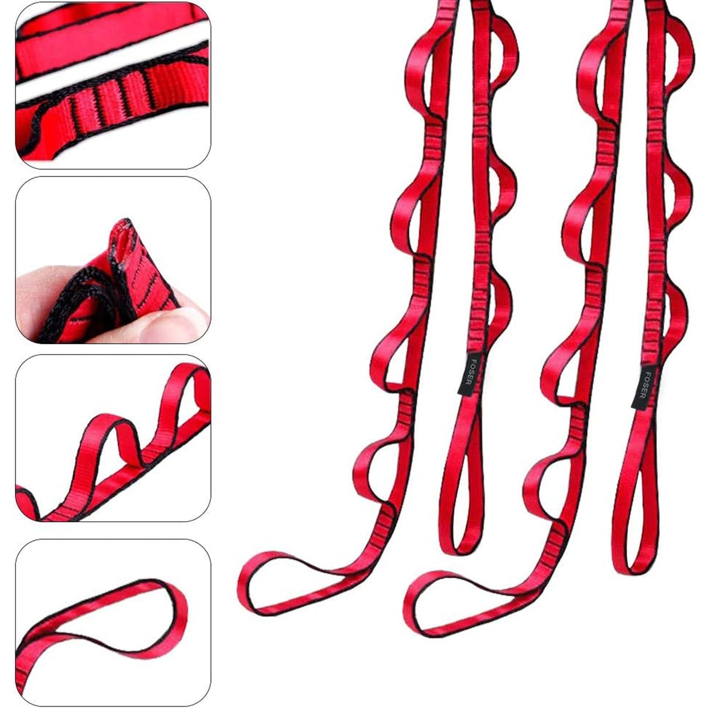 FOSER 2pcs Daisy Chains, Yoga Hammock Extension Strap, Adjustable Nylon Strap Fitness Pilates and Exercise Extend Strap (GRAY)