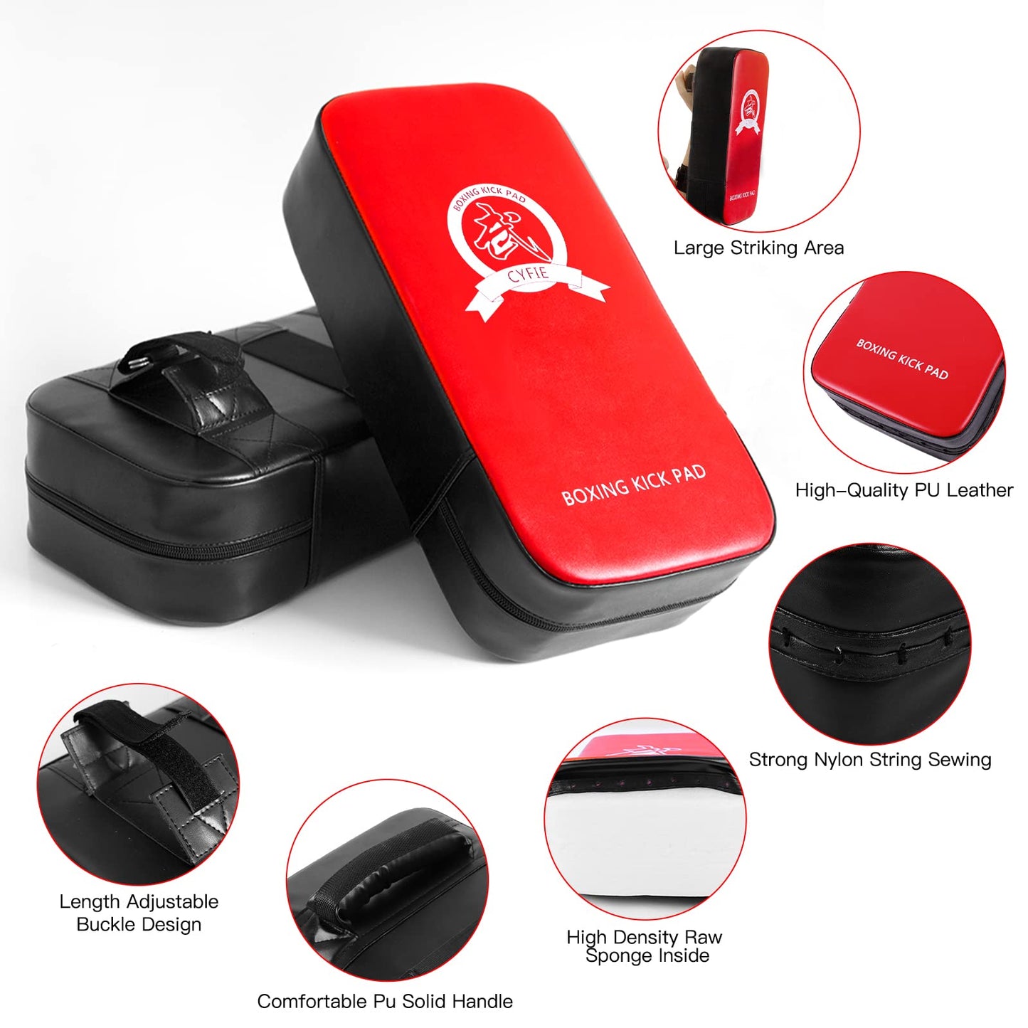 CYFIE Boxing Equipment Kids, Kicking Shields Pads Training Gloves Punching Mitts for Karate, Muay Thai, Taekwondo, Martial Arts Home Gym Workout, Karate Kick Pads for Toddler, Youth, Women (Red)
