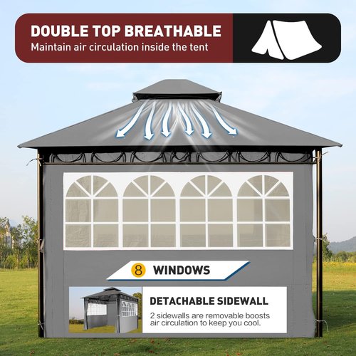 Gazebo | Gazebo Canopy with UV Protection for Outdoor Events - 10'x10', Grey