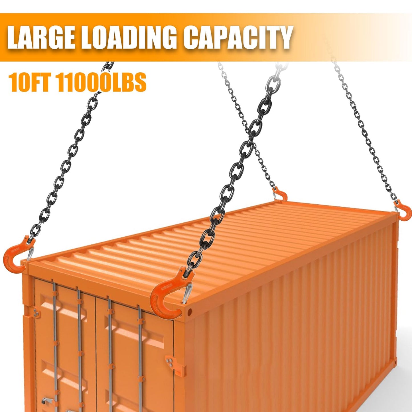 SALUINOKI Lift Chain Sling with Hooks 10Ft 4 Way x 5/16 inch 11000lbs 5 Ton for Chains Lifting