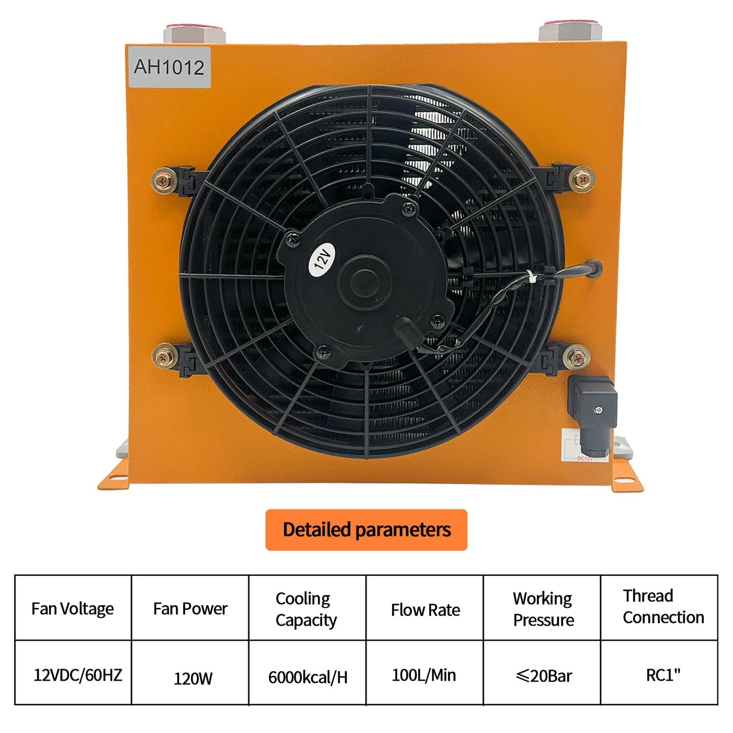 AH1012T-CA 12VDC Industrial Hydraulic Oil Cooler 120W 100L/Min Flow Fan Radiator, Low Noise and Power Usage, for Engineering Machinery Replace # AH1012T
