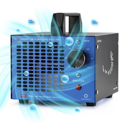 Airthereal MA5K Ozone Generator for Home, Ozone Air Ionizer Odor Eliminator with 120-Min Timer, Lightweight Design, Odor Removal for Car, Smoke, Pets, Basements, Covers Up to 2,000 Sq. Ft., Blue
