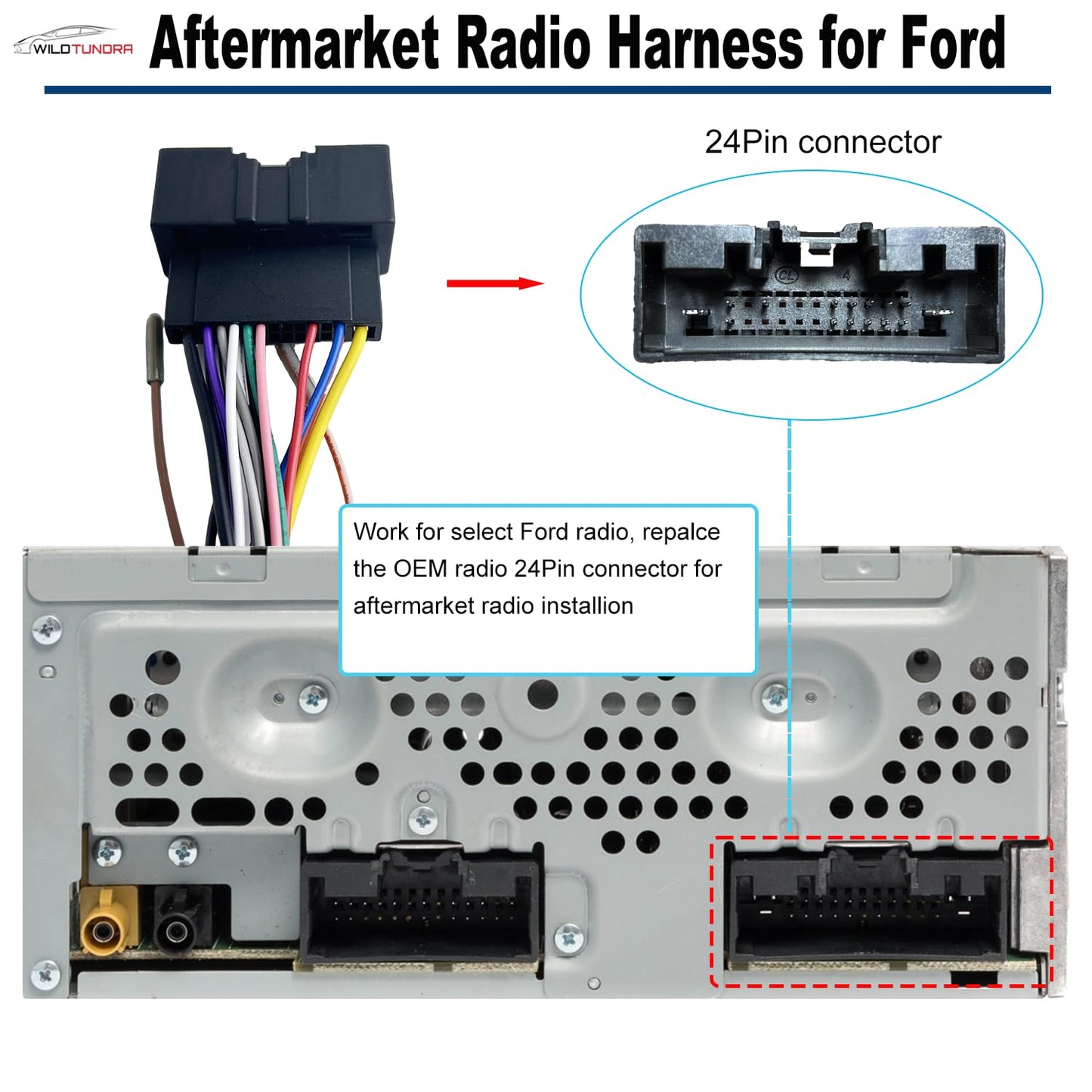 16Pin 2011-2020 16Pin F150 250 350 450 550 ISO Aftermarket Radio Harness Adapter for Ford with Radio Antenna Adapter