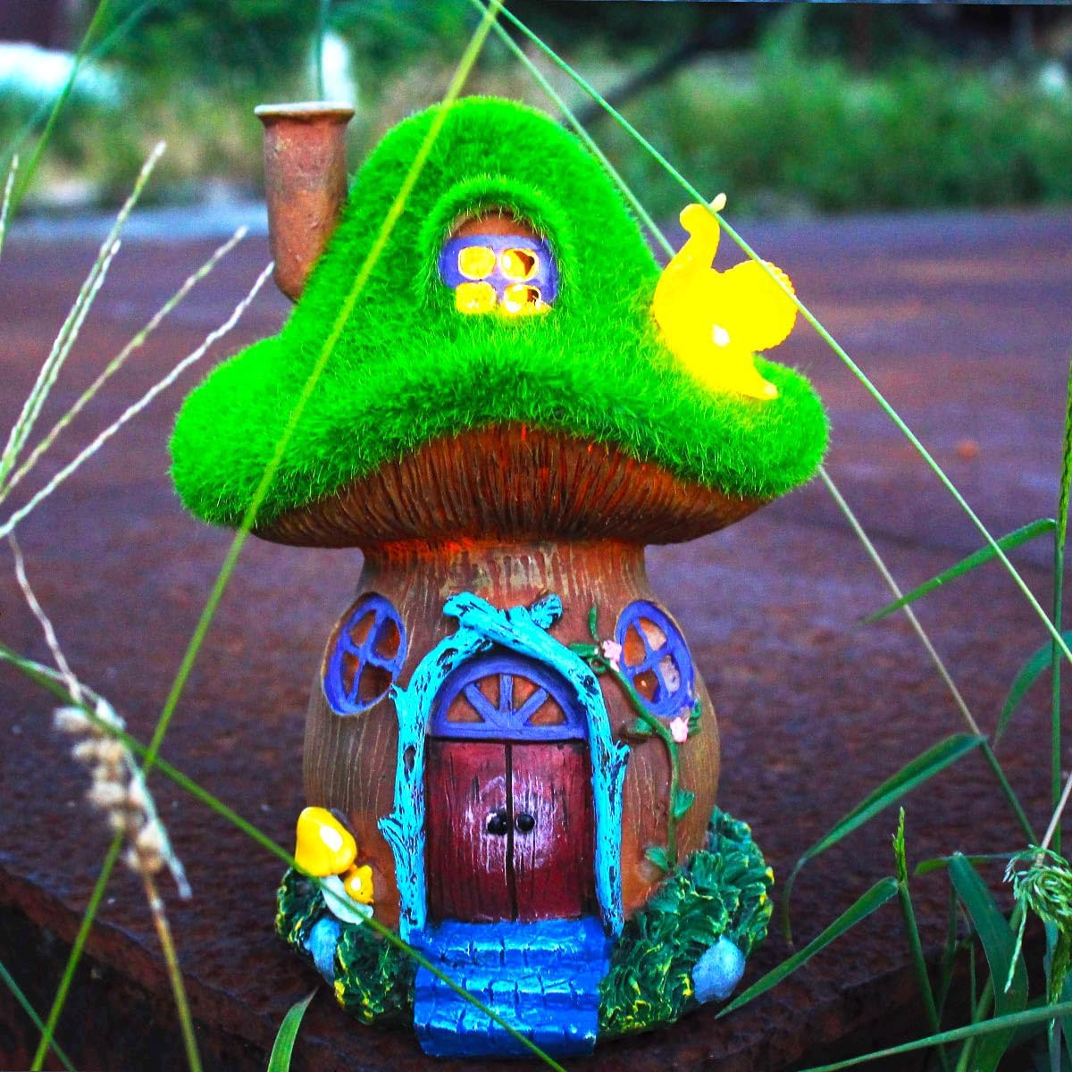 Skiennix Mushroom Garden Statues - Solar Powered Fairy House Figurine for Outdoor Decor | Perfect Gift for Women, Moms, and Grandmas