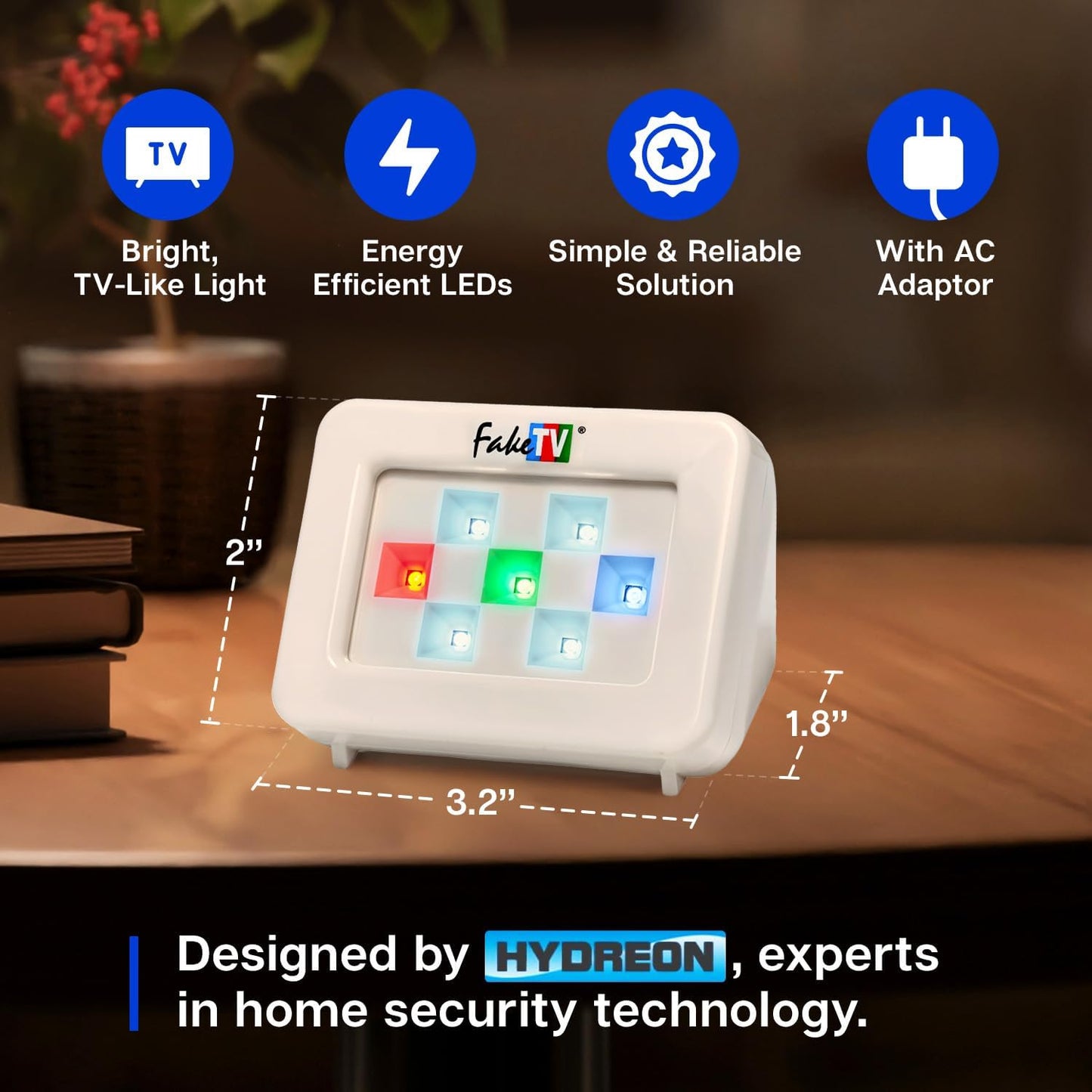 FakeTV FTV-7 Dummy White Advanced Home Security Television Simulator Theft Deterrent Energy-Saving LED Home Security TV