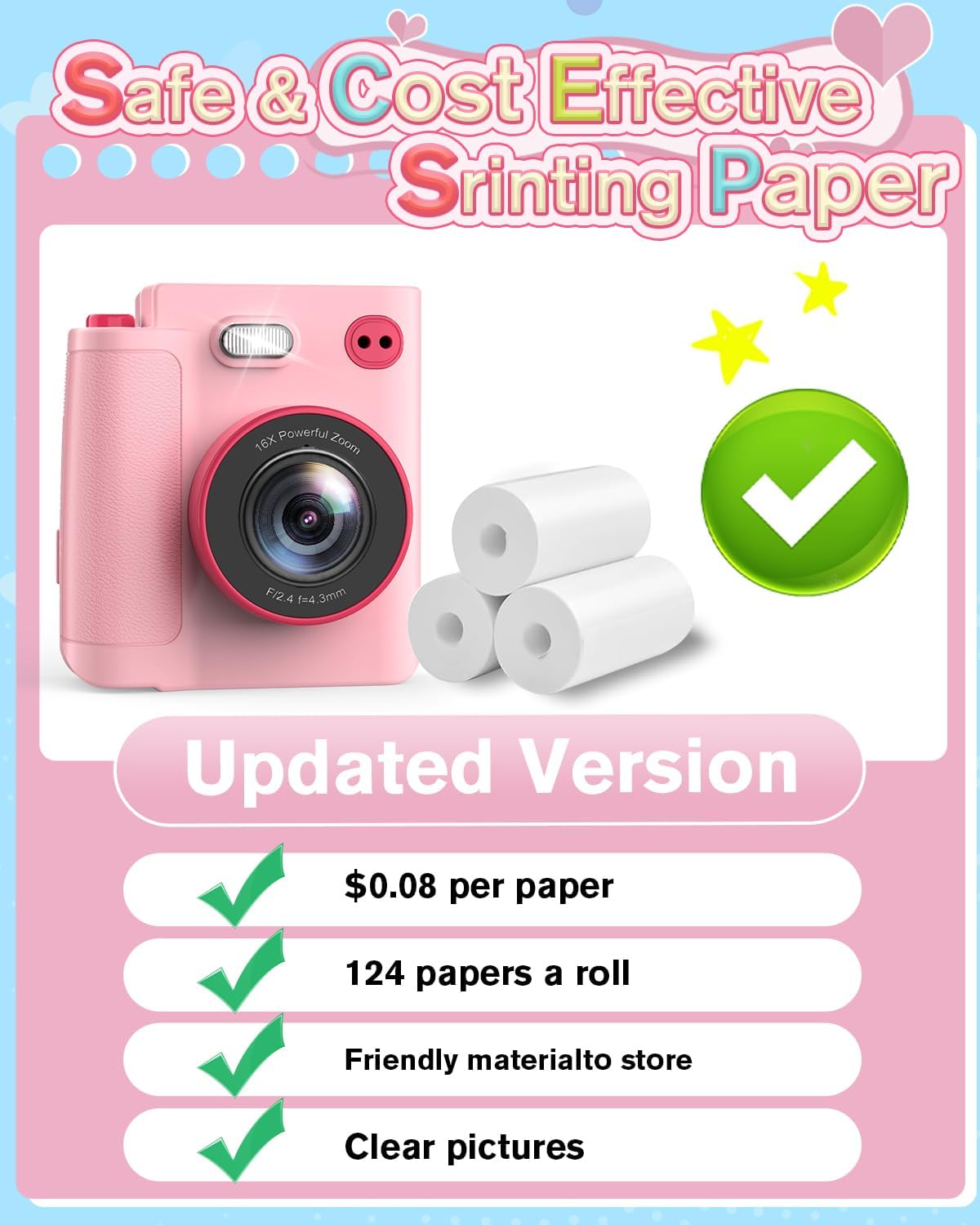 MYSTILUCK 3 4 5 6 7 8 9 10 1080P 32GB Kids Camera Toys for Year Old Girls Boys, Christmas Birthday Gift with HD Digital