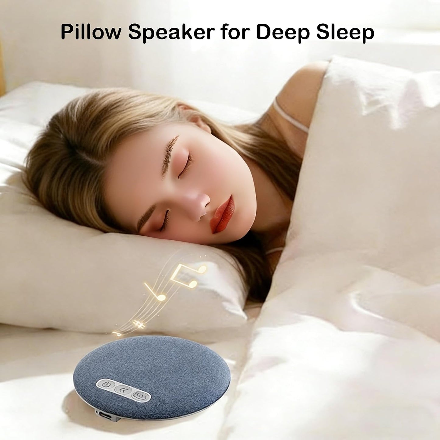 5.4 Hi-Fi Bluetooth Pillow Speaker, Ultra-Thin Under Pillow Sleep Speaker with White Noise & Sleep Timer, Perfect