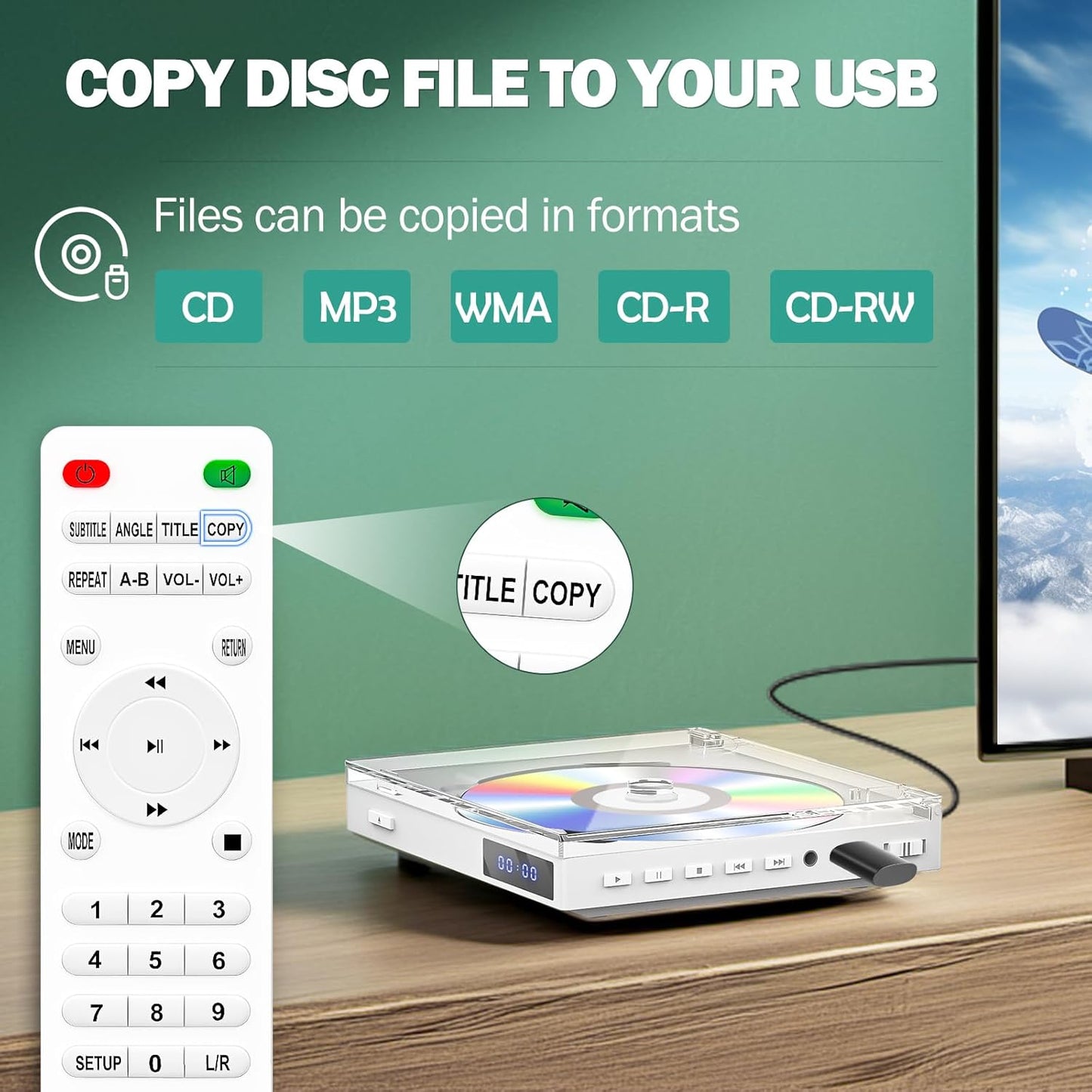 MAITE 1080P, Mini DVD Players with USB Port, HDMI/RCA Output with Mini DVD Players for TV, Supports All Region NTSC/PAL