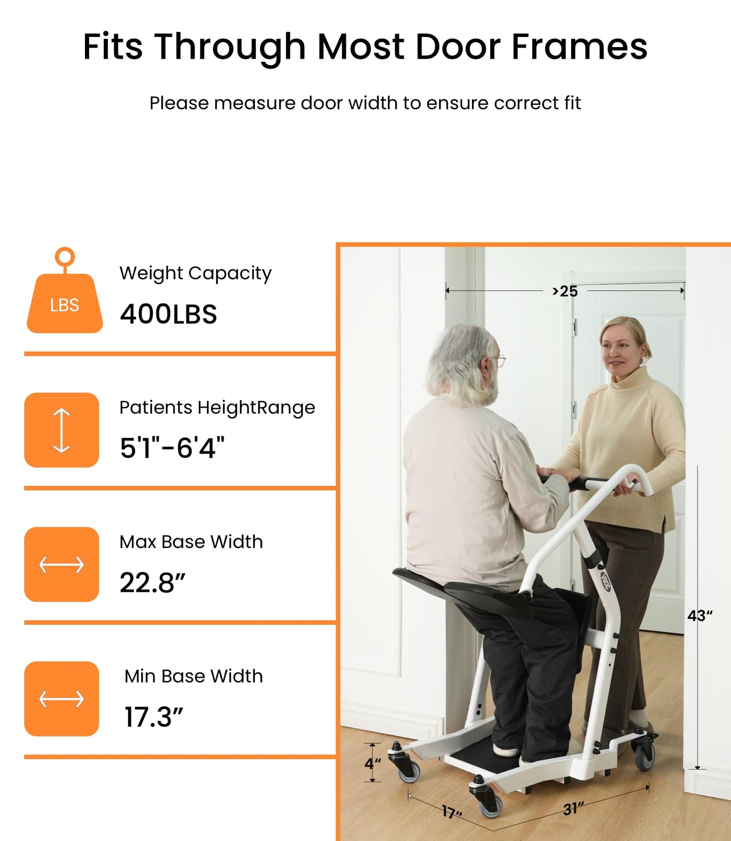 VOCIC Sit to Stand Lift, One-Step Stand Assist Lift for Elderly, Patient Lift Chair Transport Unit with Wheels, Fall Prevention & Muscle Building, AY03 2026 Upgraded