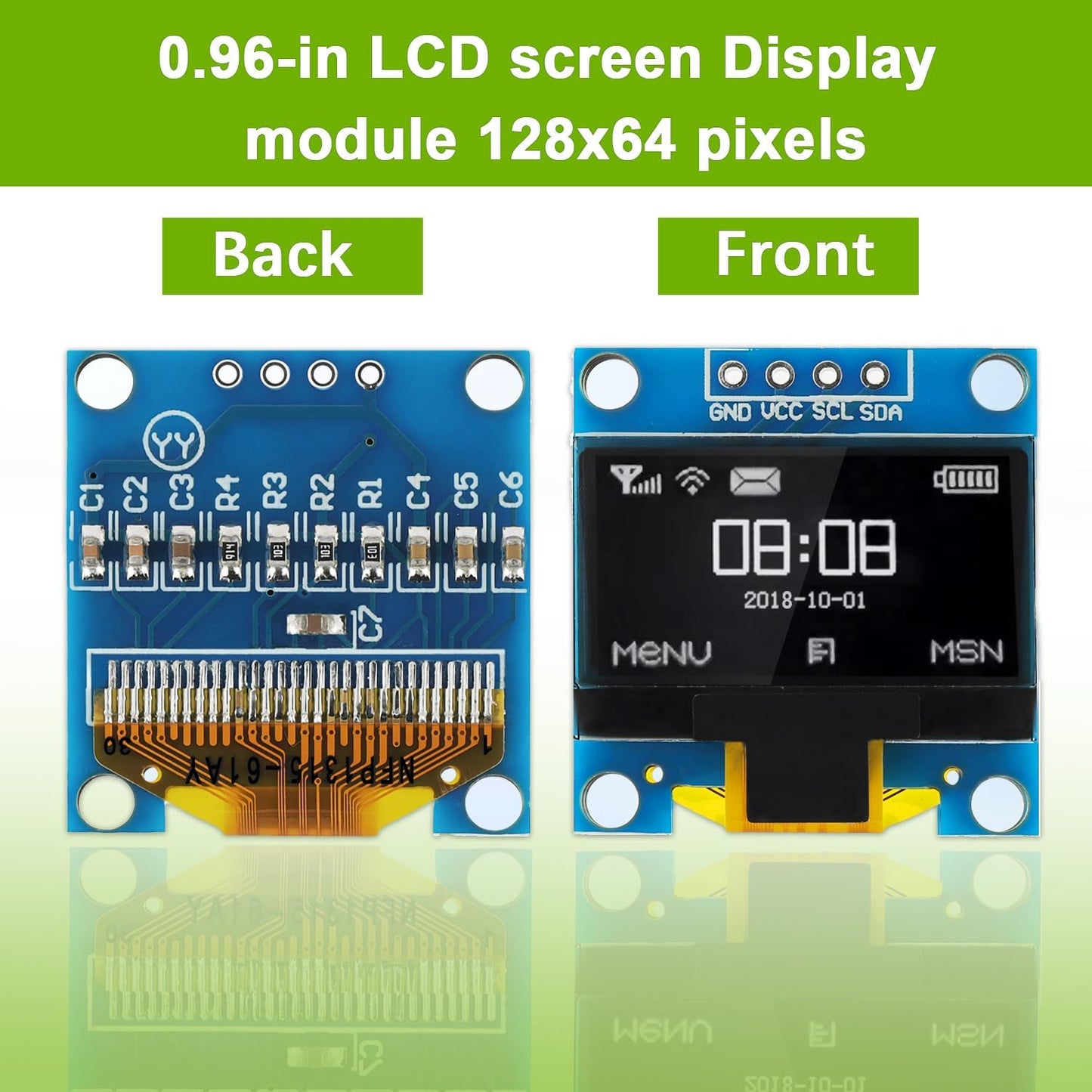 EPLZON 5 Pack 0.96 inch 128x64 OLED IIC Display Module Pixel Mini Self-Luminous Display Screen Board for Arduino